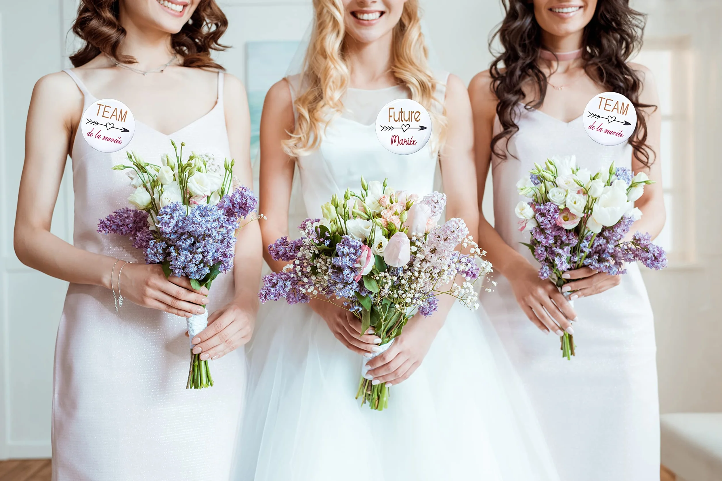Badges Team de la mariée 15PCS avec Future mariée + Amis Accessoire de Mariage