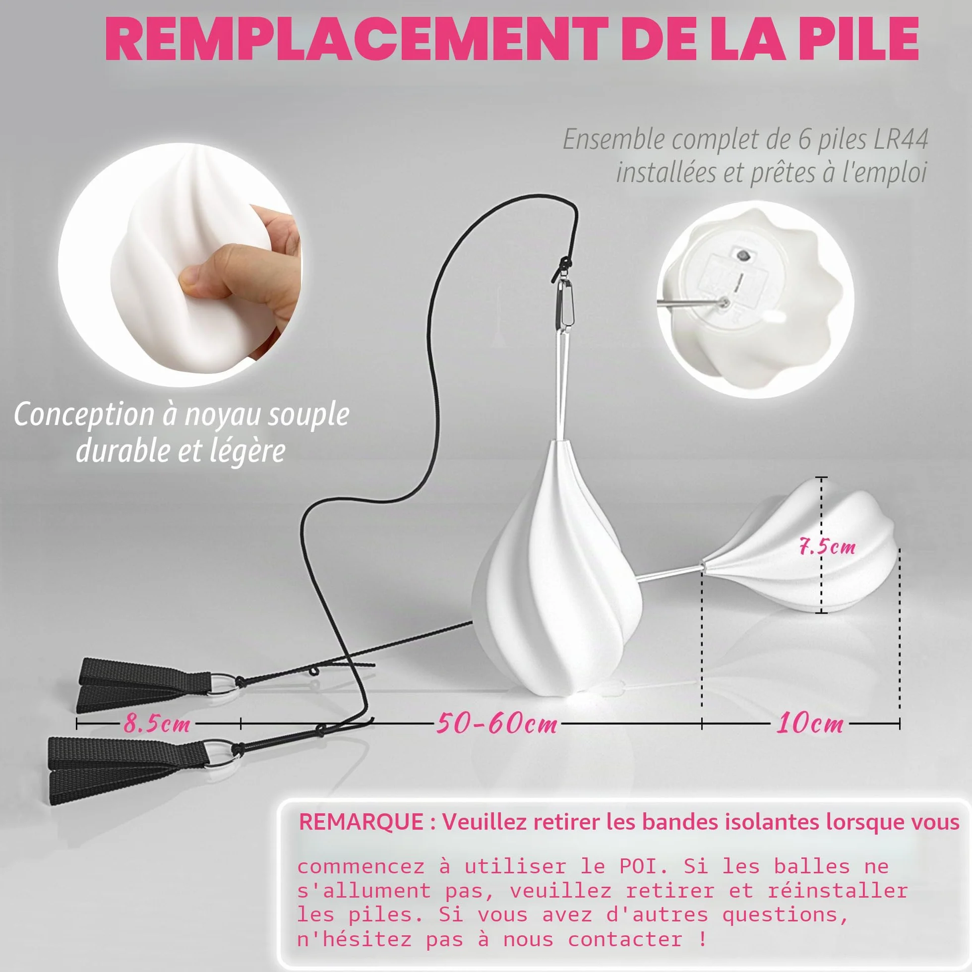 LED Poi Lumineux 2 Pièces - Bolas Lumineuse pour Jonglerie et Cirque, Kit Multicolore Débutants Professionnels