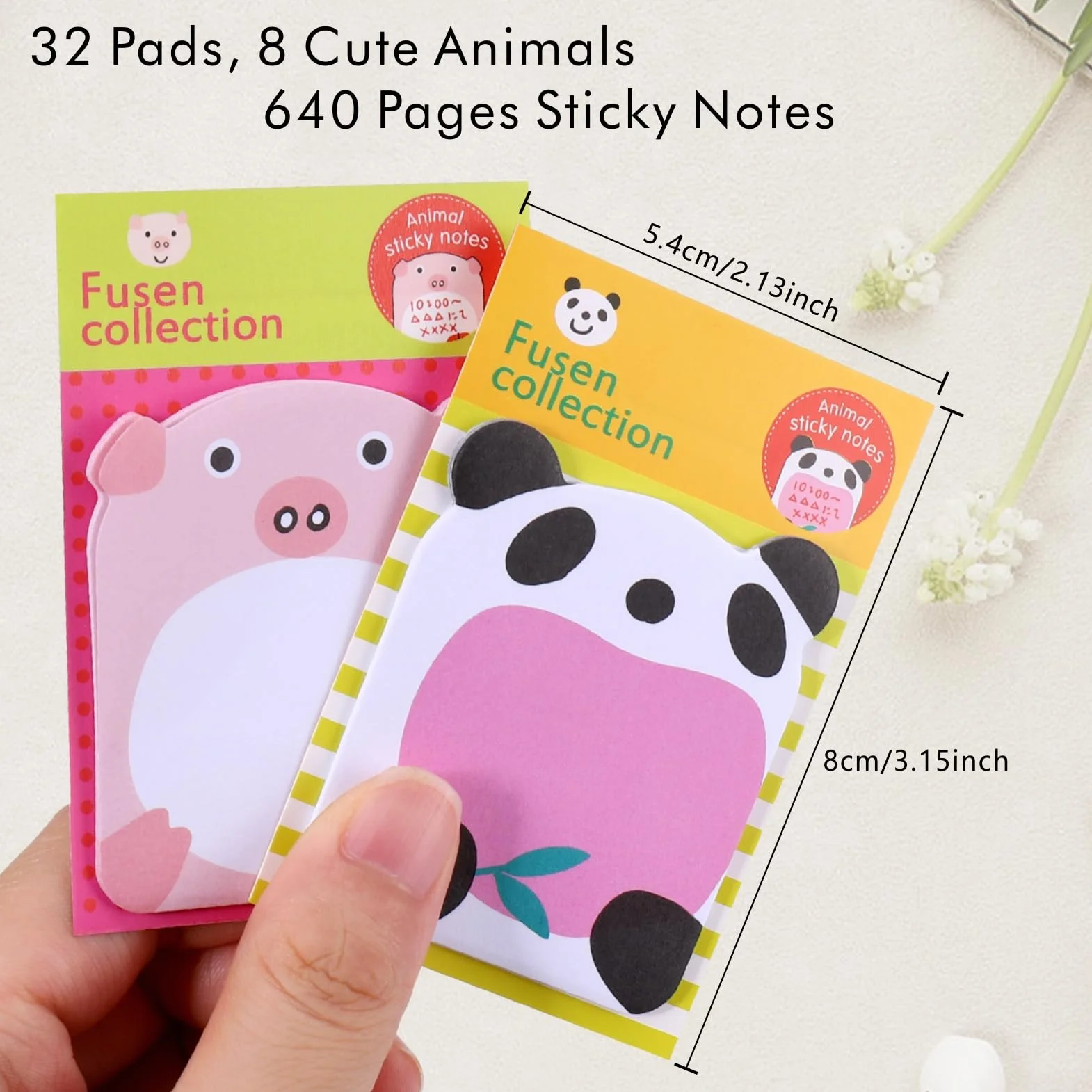 JIANTA 640 Feuilles Mini Notes Adhésives Colorées Animaux, Blocs Mémo Autocollant Sticky Notes