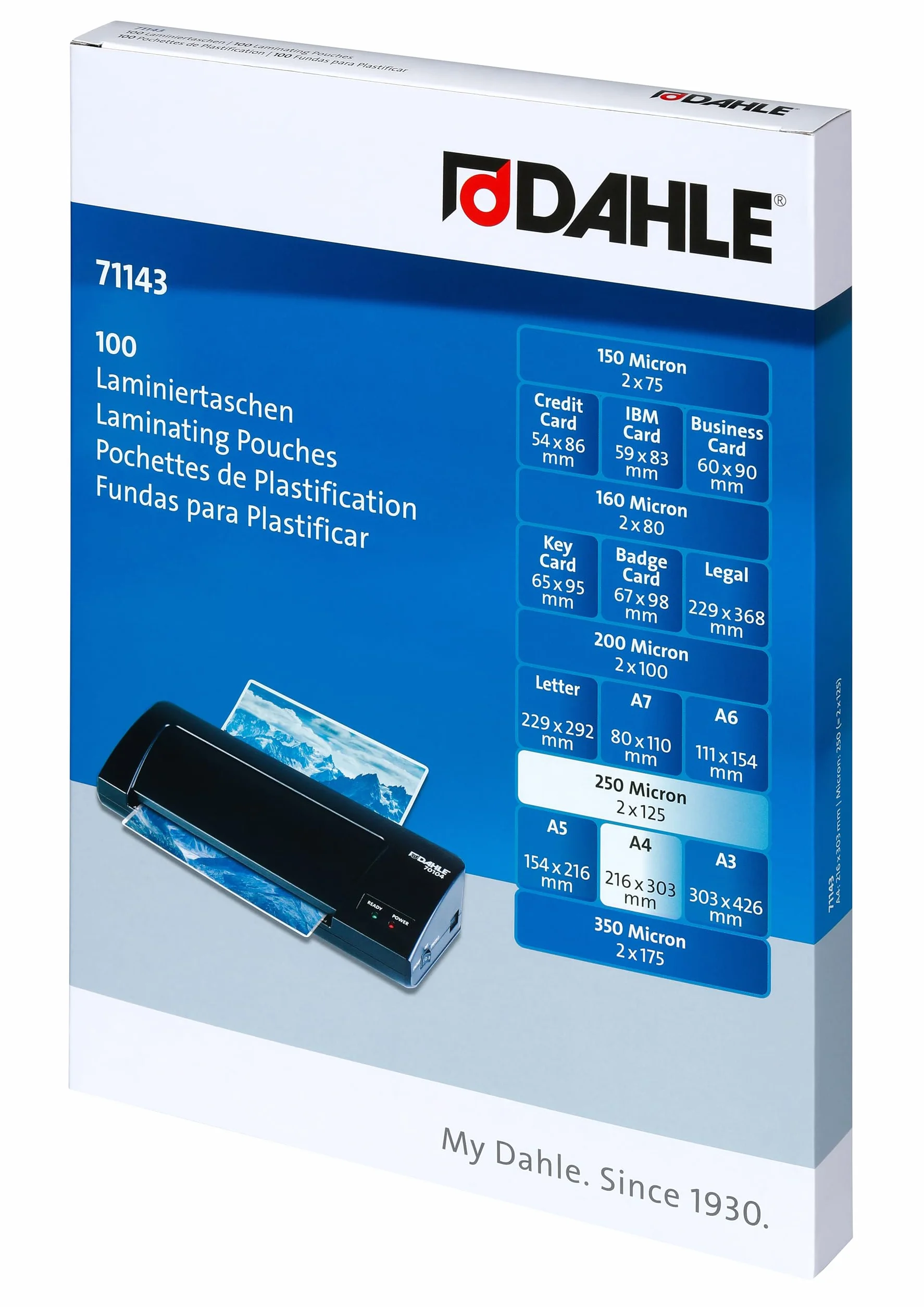 Dahle Bürotechnik Pochette A4 125 microns 216 x 303 mm 100 pièces