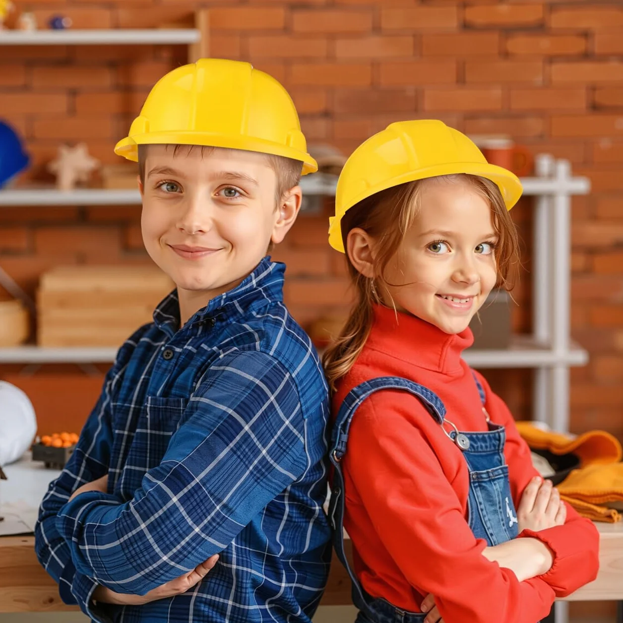 Gatuida 2 Pièces Casques de Construction Plastique pour Enfant Jeu de Rôle Fête Chantier
