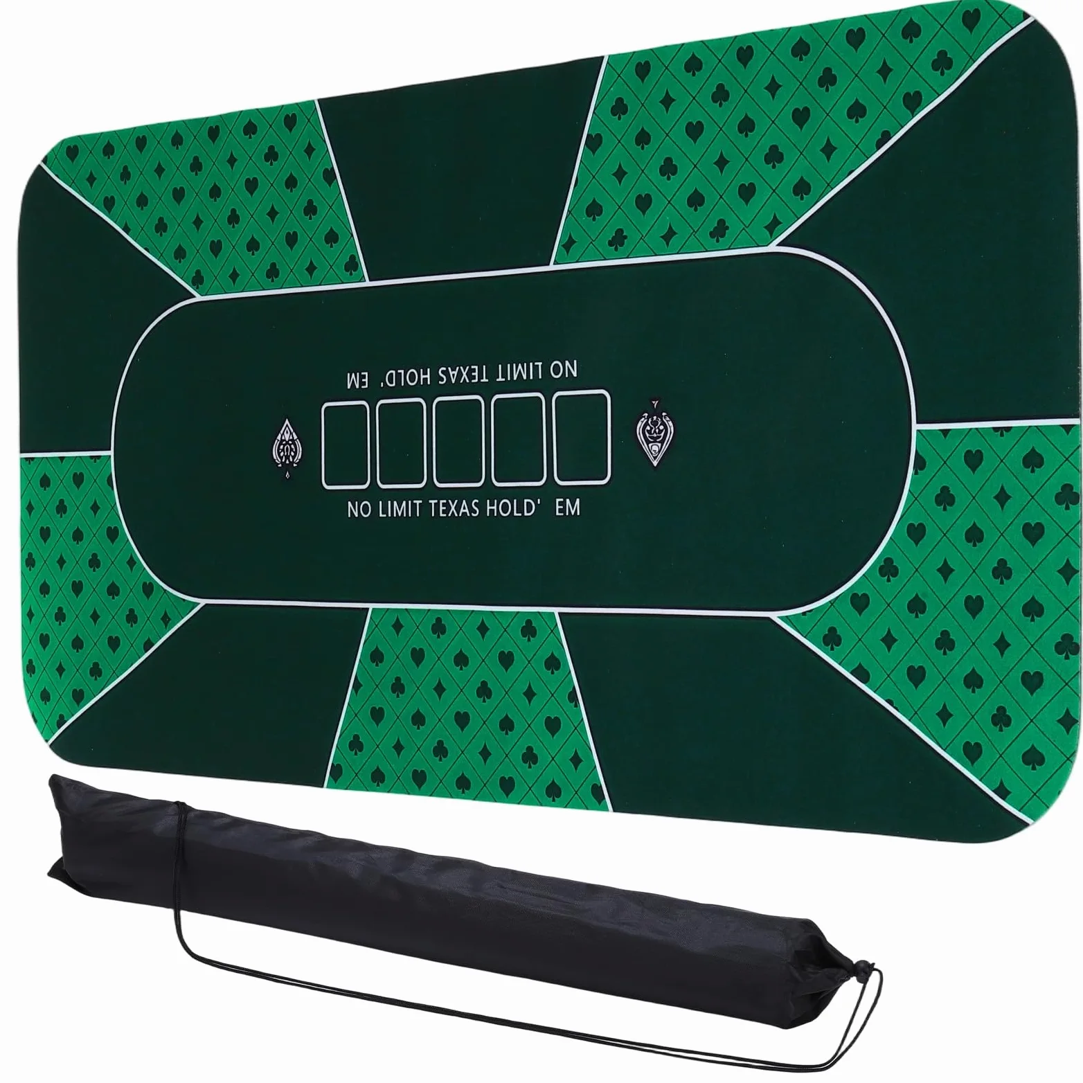 DTGN Tapis De Poker Portable, 180 x 90 cm Tapis De Poker en Caoutchouc Antidérapant Et Pliable, Dessus De Table Réducteur De Bruit avec Sac De Rangement en Polyester pour Jeux De Table