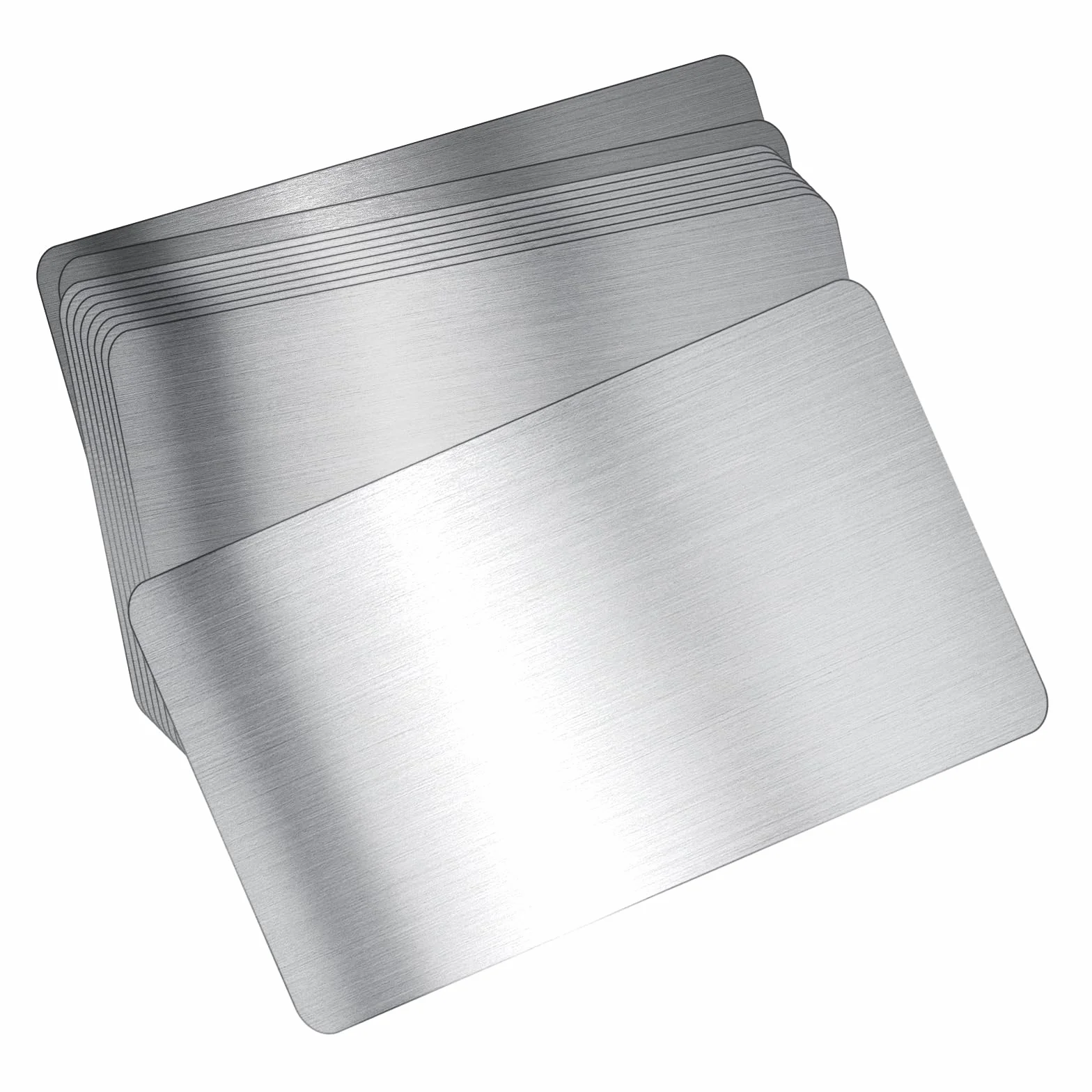 Cartes de Visite Métal Aluminium Vierges Argent Brossé 10 Pièces Gravées Au Laser 0,45 mm