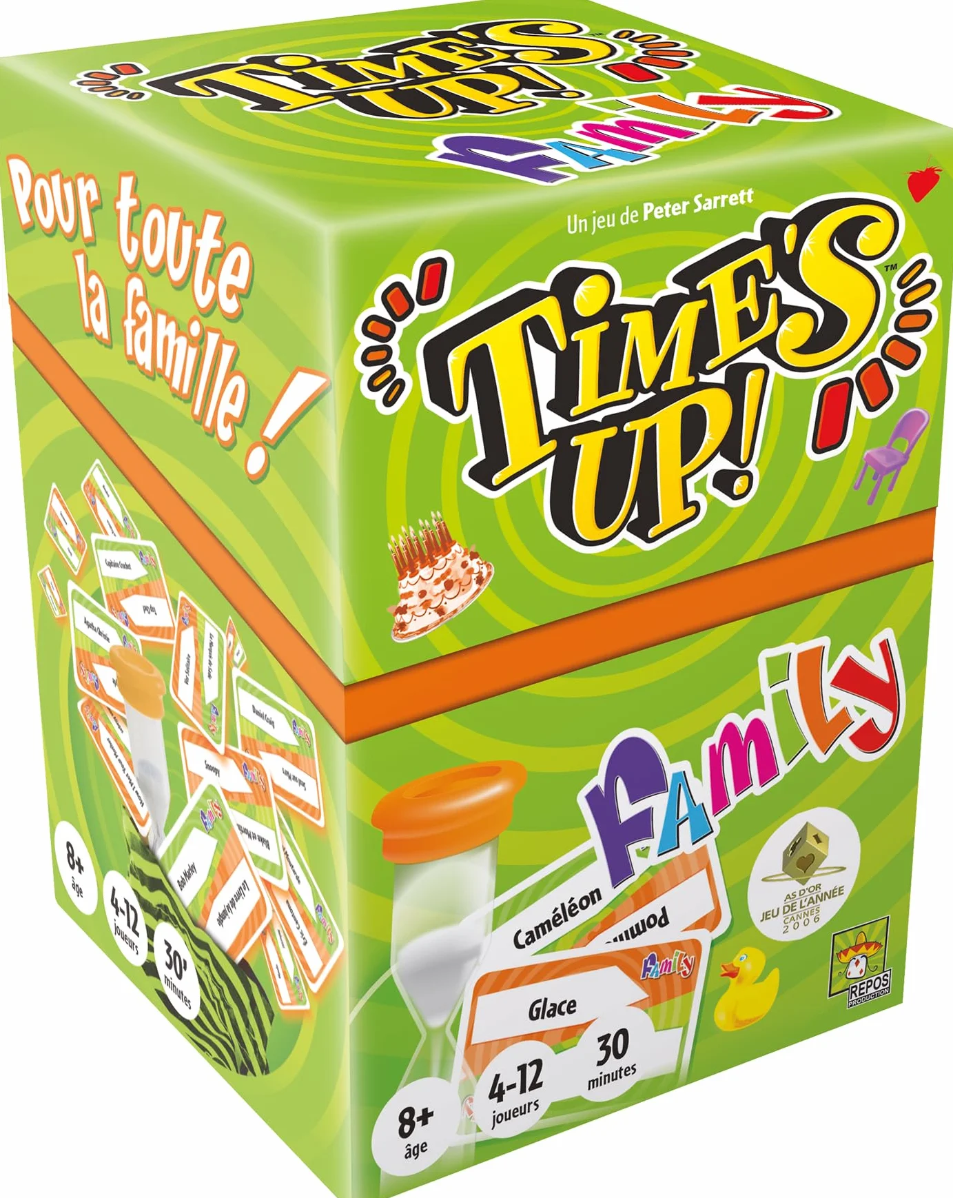 Asmodee Time's UP! Family Version Verte Jeu d'Ambiance en Equipe dès 8 Ans - Jeu de Société Enfants Rapidité Cartes à Deviner 4-12 Joueurs 30 Min Français