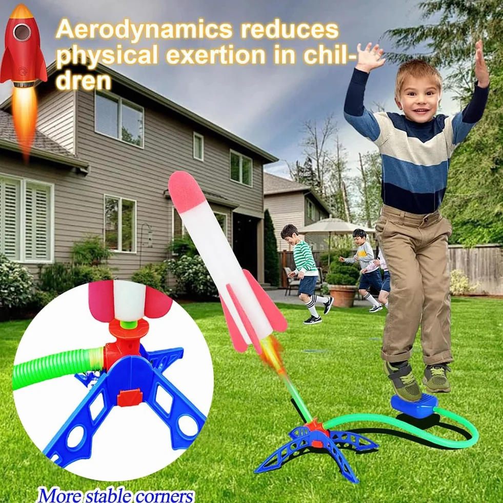 Lanceur de Fusée Jouet Fusée Air Kit avec 6 Roquettes Mousse Enfant 3-12 Ans Cadeau Anniversaire