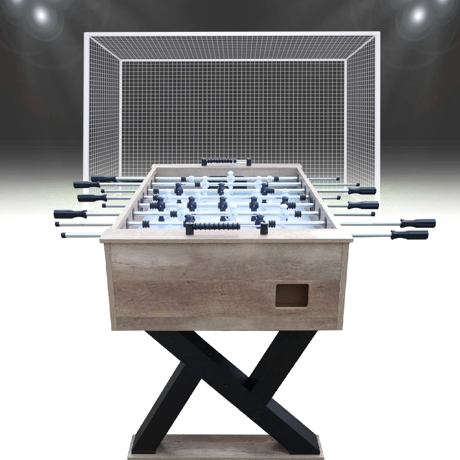 MRKU Baby-Foot Professionnel, Jeu de Football Robuste avec MDF Gris Vieilli de 54,9 Pouces, 1,8 Clubs, 2 marqueurs, pour l'intérieur Familial