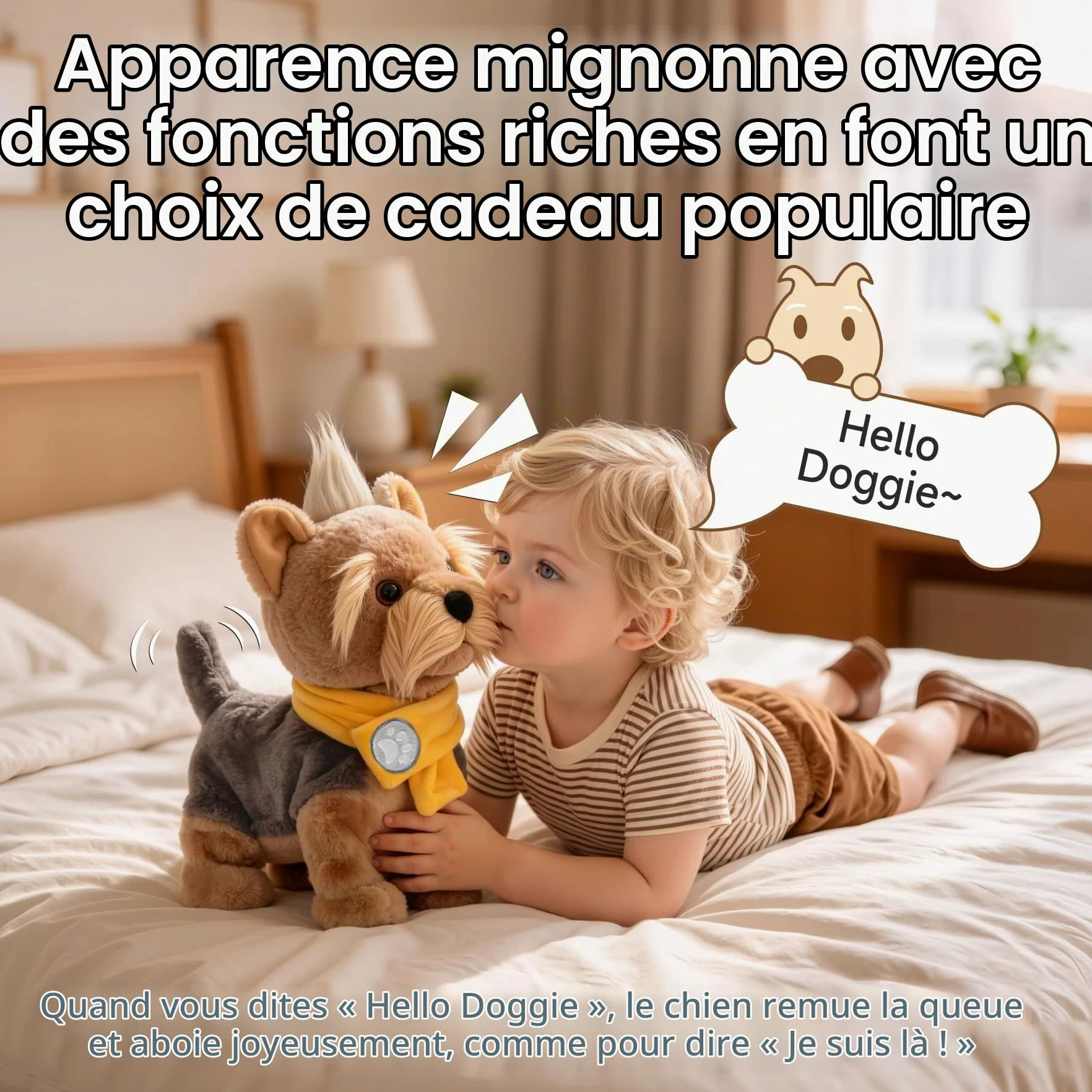 TUMAMA Kids Chien en Peluche Qui Marche, Chien Interactif Enfants | Jouet électronique qui chante, aboie, remue la queue, peluche à commande vocale – Jouet pour enfants, filles et garçons