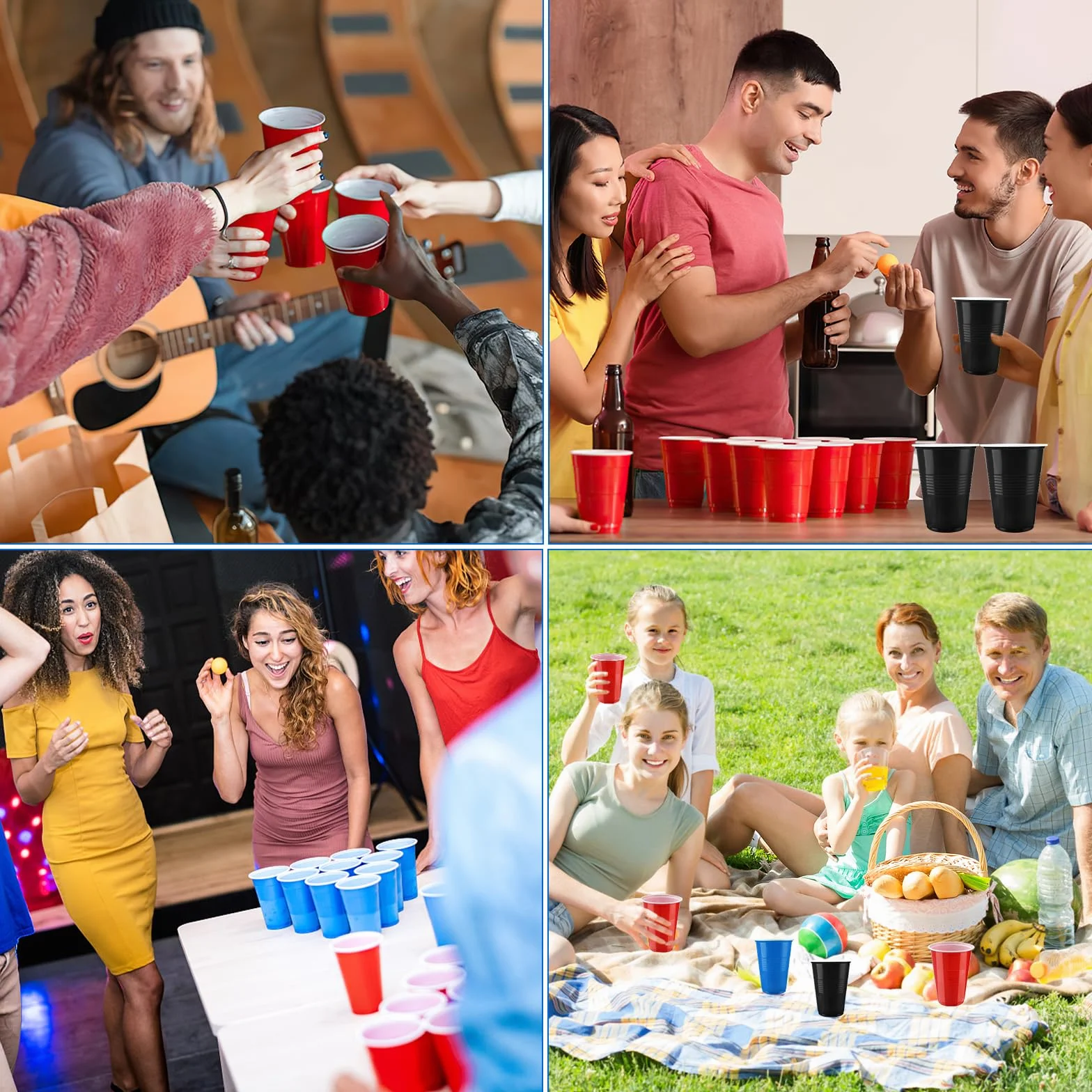 Sprifityy 51 Réutilisables Tasse Beer Pong 500ML Jeux à Boire Gobelets avec 12 Balles Ping-Pong