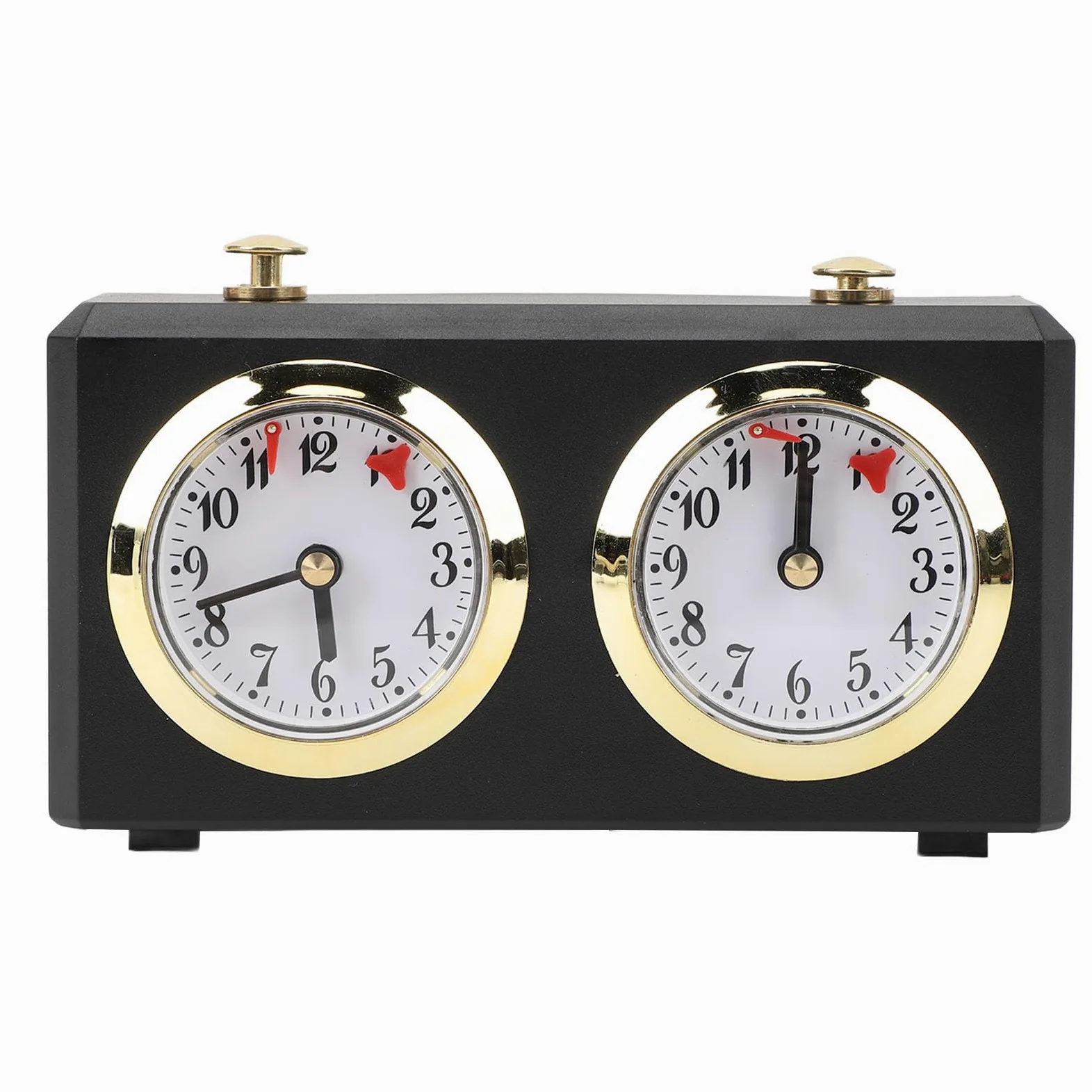 Pendule D'échecs Analogique Mécanique, Minuterie de Jeu de société, avec Fonction Compte à Rebours et Chronomètre pour échecs, échecs Chinois (Black)