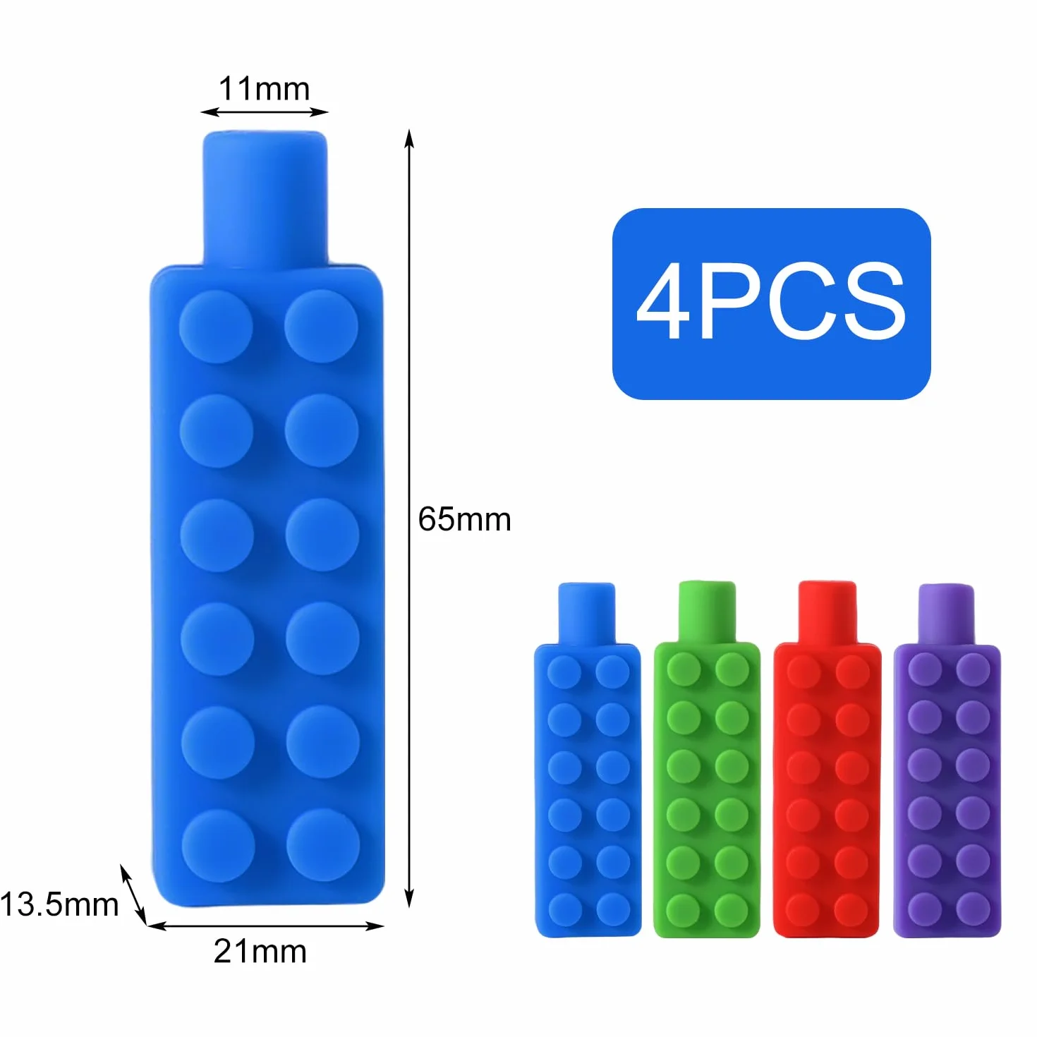 Lot de 4 Embouts de Crayon À Mâcher Silicone Sensoriels pour Dentition, Autisme, TDAH, Enfants