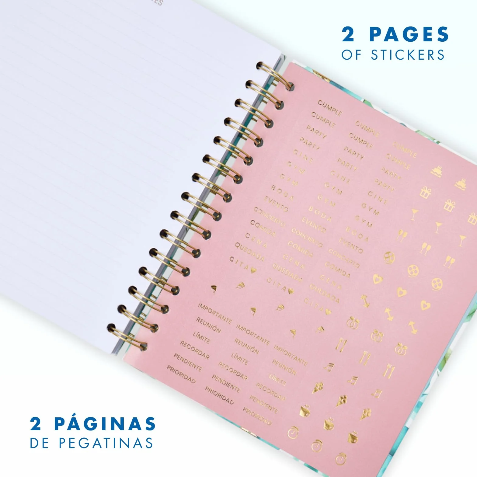 Agenda Scolaire 2026 2027 A5 17x21 cm Semaine Vue Couverture Simili Cuir Spirale Double Élastique Stickers Black Mousse
