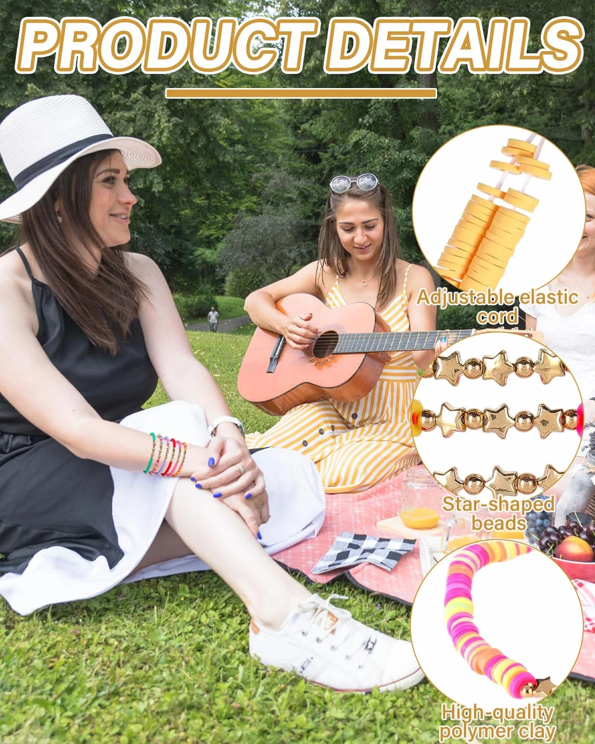 Bracelets d'amitié en forme de cœur pour enfants, bracelet fille, perles plates en argile colorées
