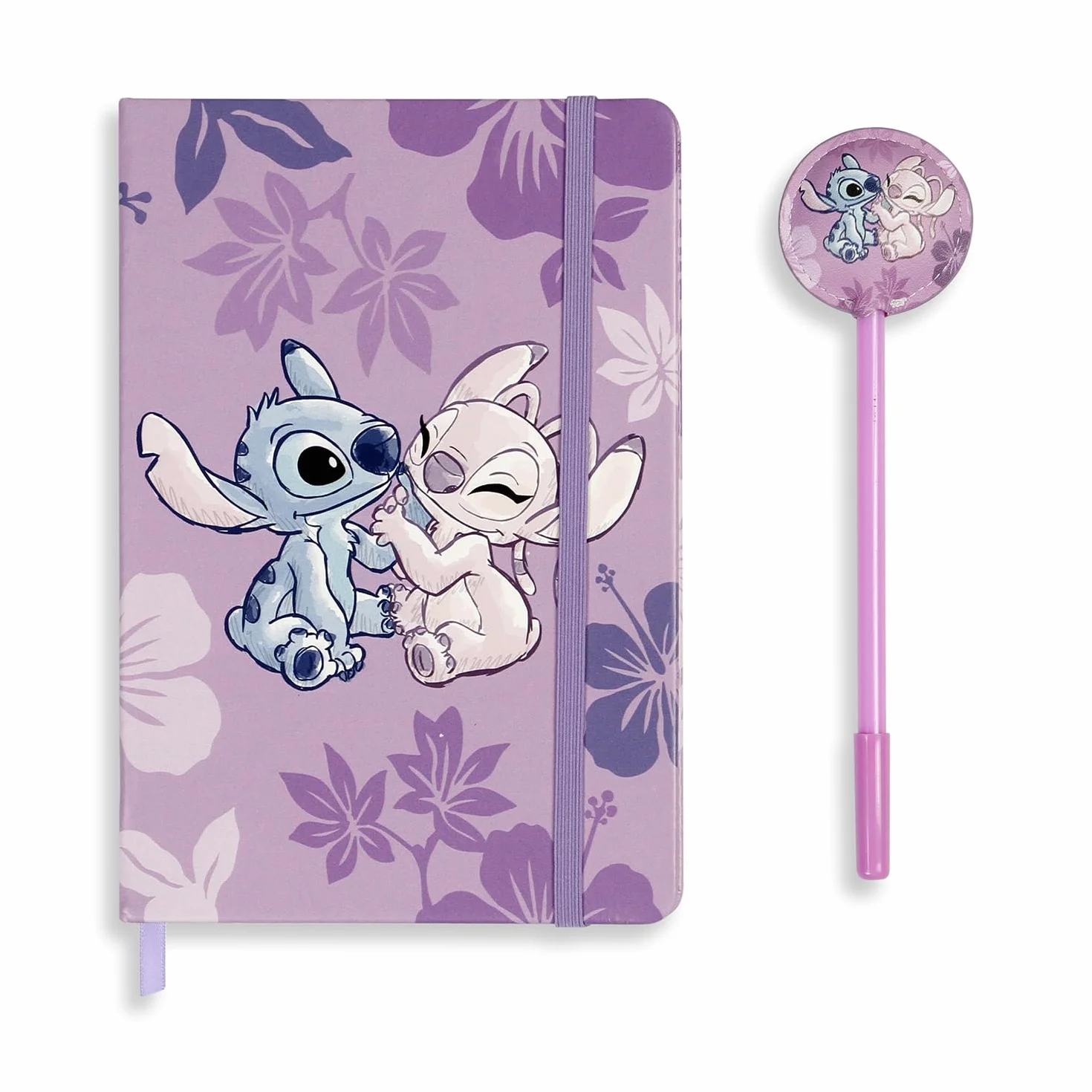 Disney Lilo et Stitch Stitch & Angel Coffret Cadeau Journal Stylo à Bille Lilas 22,4 x 23,2 cm