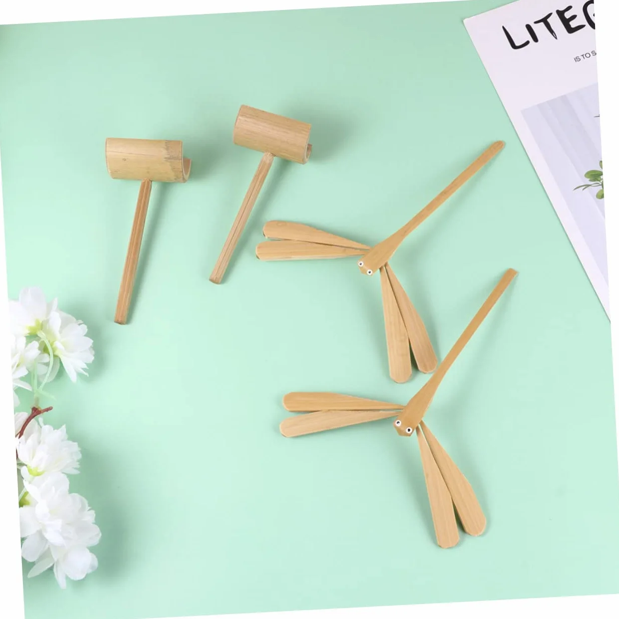 Jouet Libellule Stable en Bambou 2pcs HEMOTON, Jouet Éducatif Motricité pour Garçons et Filles