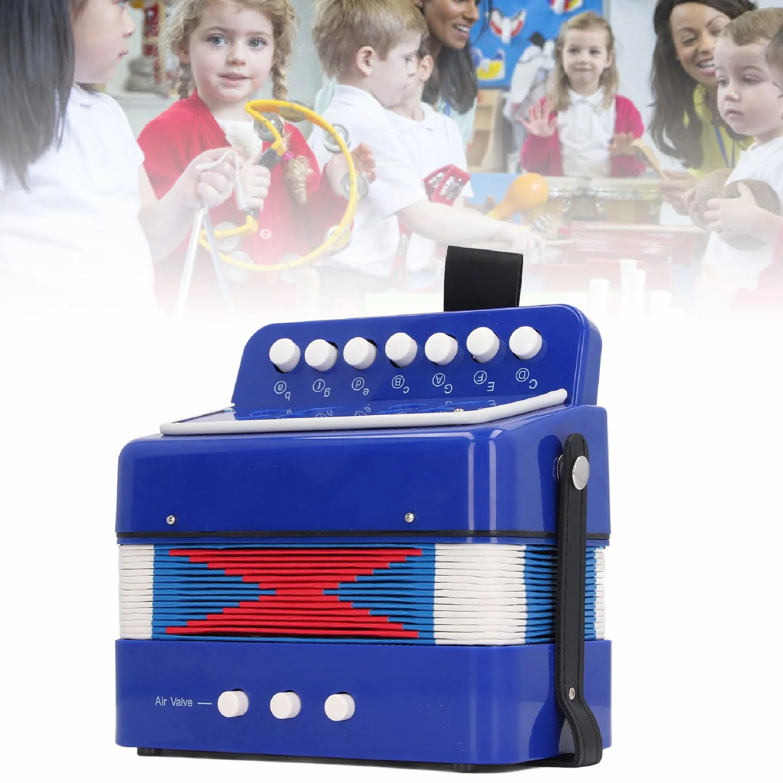 Accordéon à Boutons éducatif pour Enfants 7 Touches Développement Musical 3 Ans