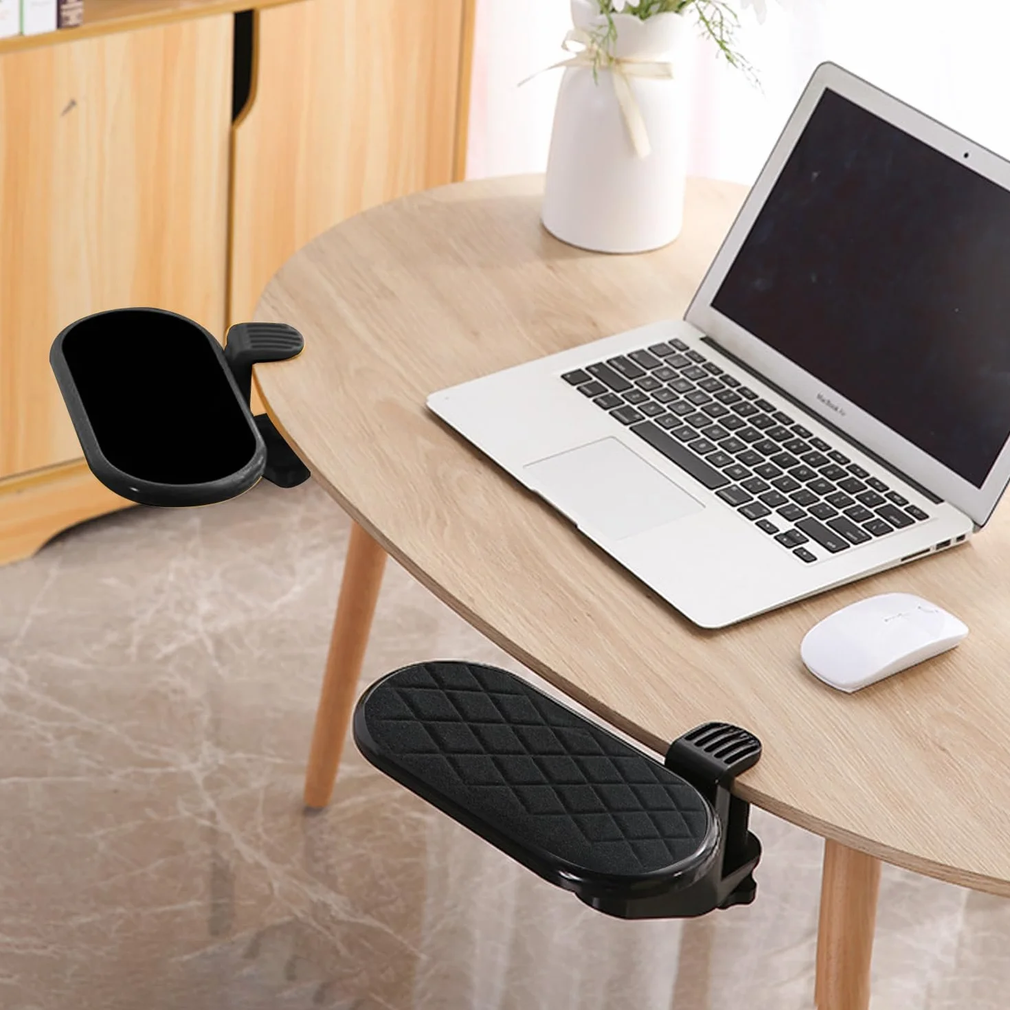 Repose Bras Accoudoir Bureau Réglable Support Ordinateur Ergonomique 180° Noir