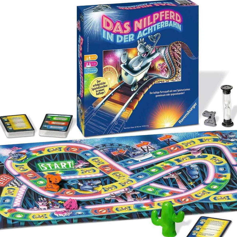 Ravensburger 26772 - Hippopotame sur des Montagnes Russes - Jeu de société pour Toute la Famille, Jeu pour Adultes et Enfants de 10 à 99 Ans, pour 3 à 12 Joueurs - Jeu de société, Jeu de réveillon