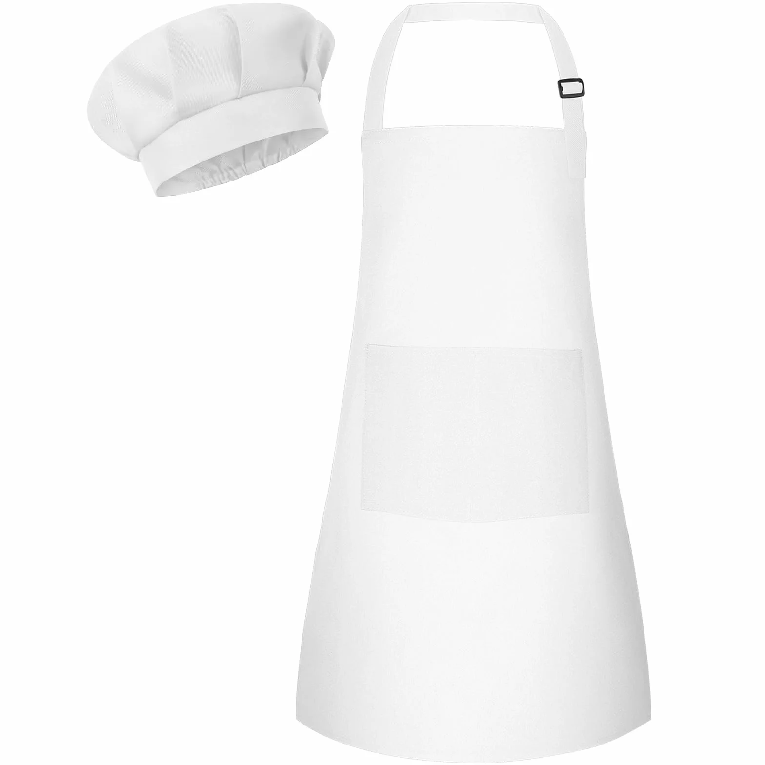 Ensemble tablier et toque de chef pour enfants - Tablier réglable avec 2 poches - Cuisine et pâtisserie