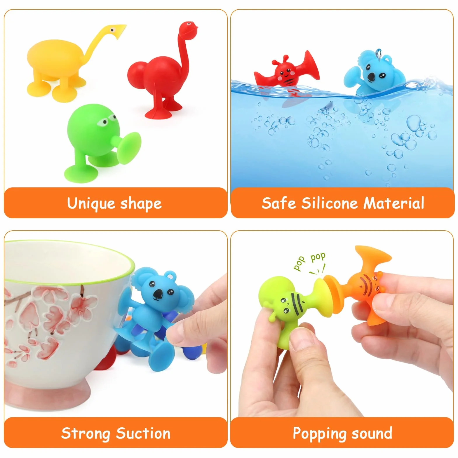 Jouets à Ventouse Silicone 26 Pièces Jouets de Bain Animaux Sensoriels Interactifs pour Enfants 3-7 Ans Garçons Filles