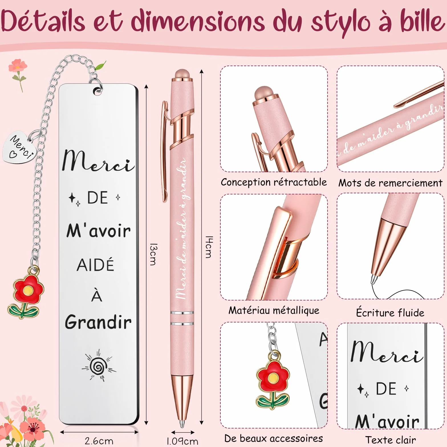 Cahier à Spirale avec Stylo et Marque-Page Cadeau Enseignant Fin d'Études