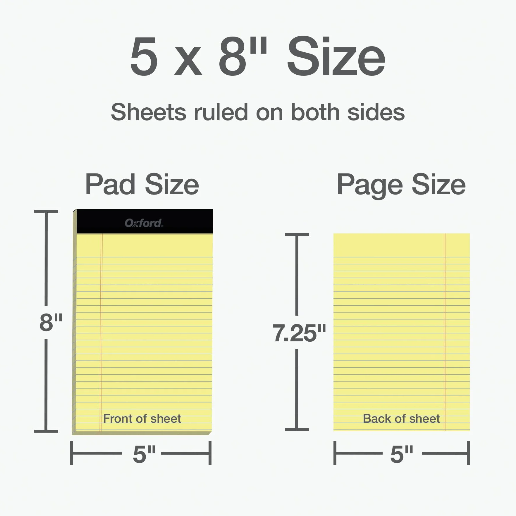 Oxford Lot de 12 blocs légaux 5 x 8, papier jaune à lignes étroites, 50 feuilles
