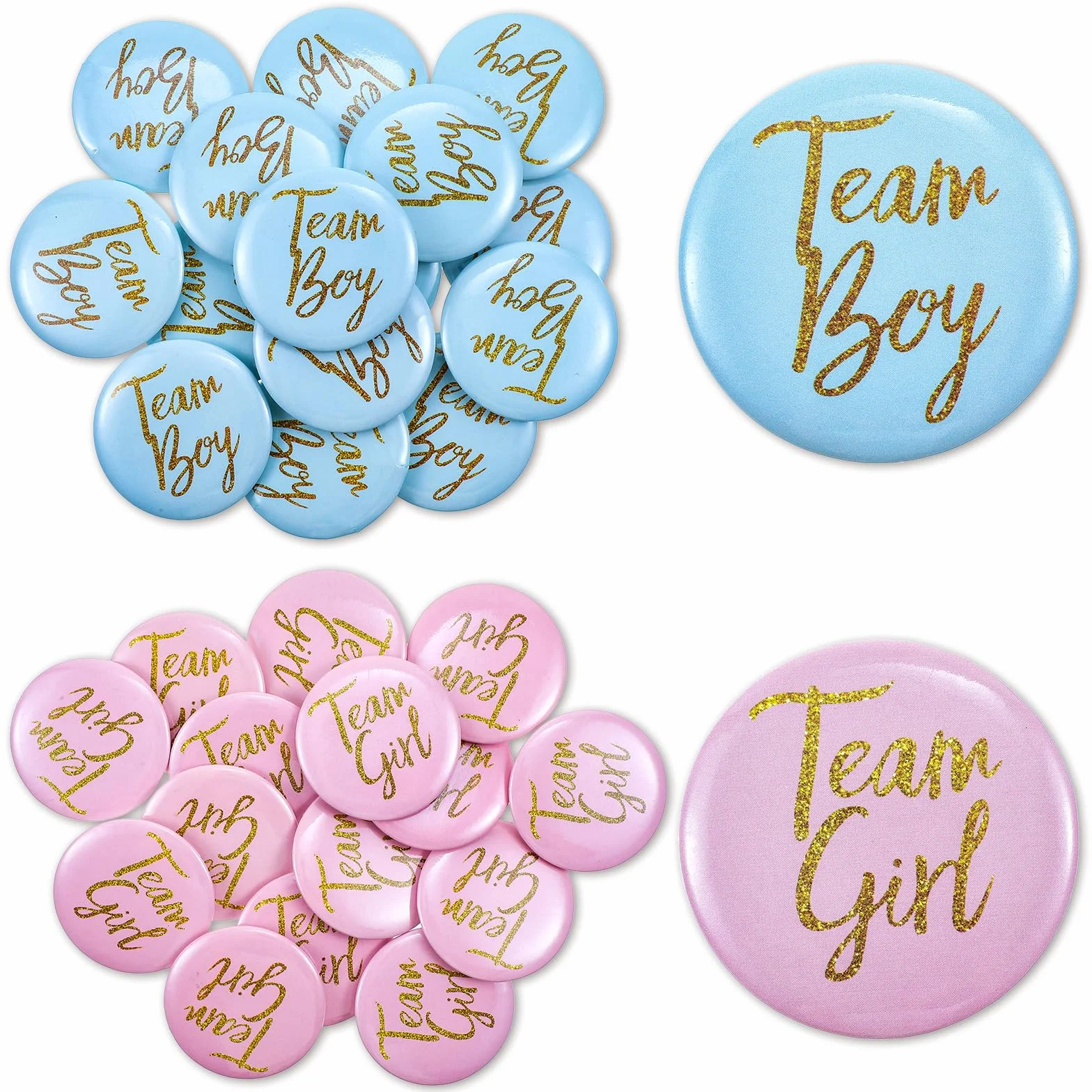 Ouligay Lot de 30 badges révélateurs de sexe 4,5 cm rond Pinback bleu et rose