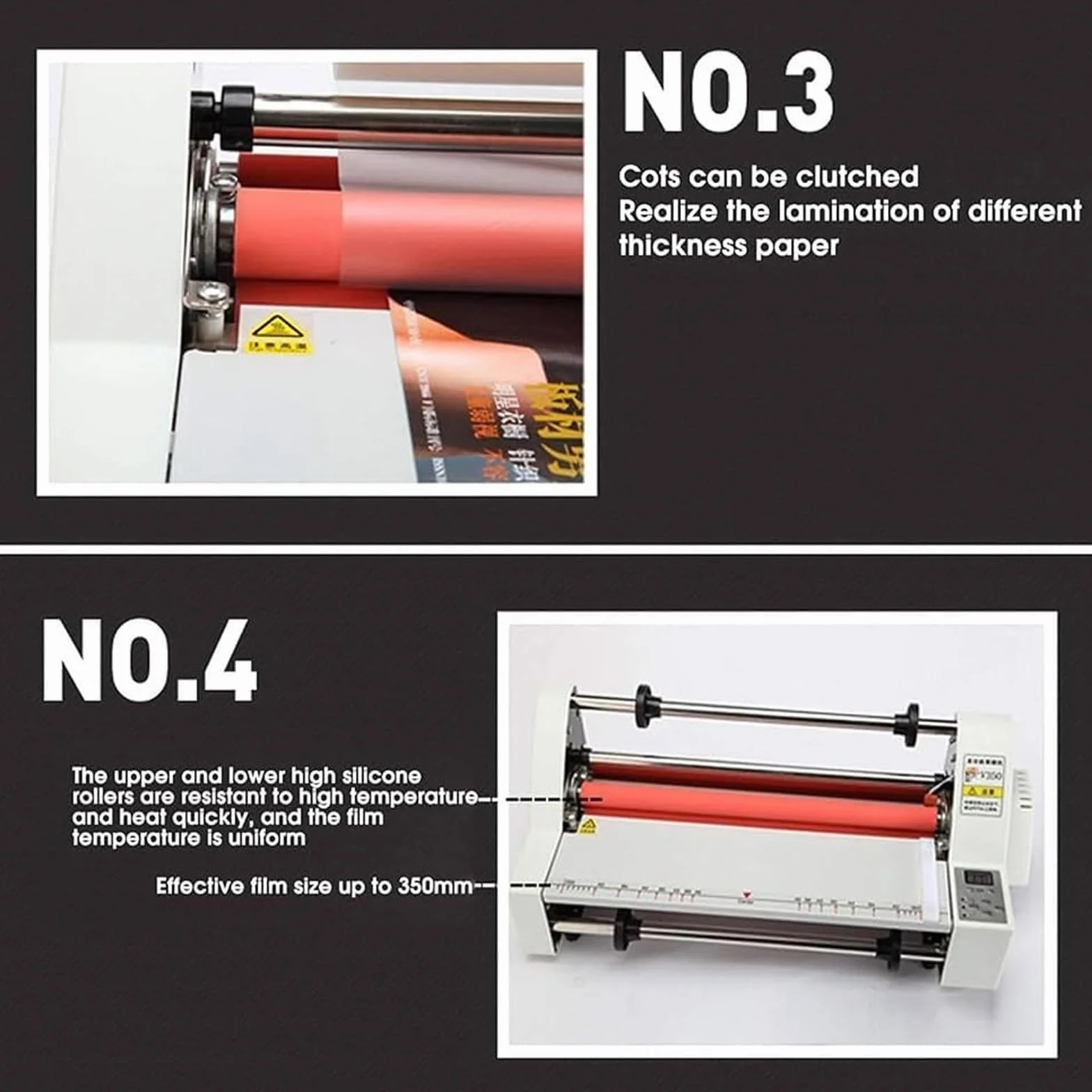 Laminateur Thermique A2/A3/A4 Machine À Plastifier Chaud et Froid 350 mm/450 mm Plastifieuse 220 V
