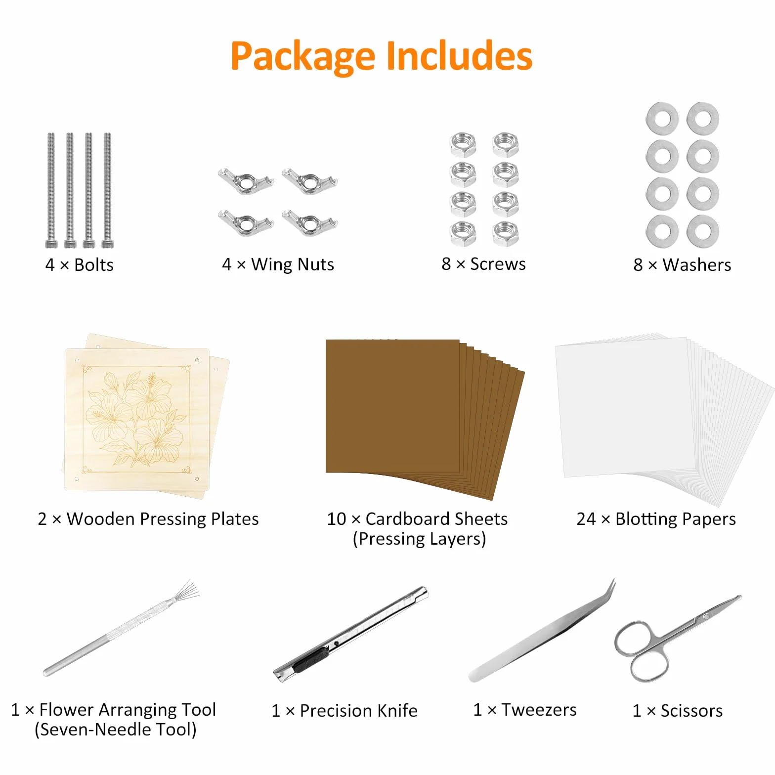 Kit de presse à fleurs en bois 27,5 x 27,5 cm pour plantes séchage bricolage réutilisable