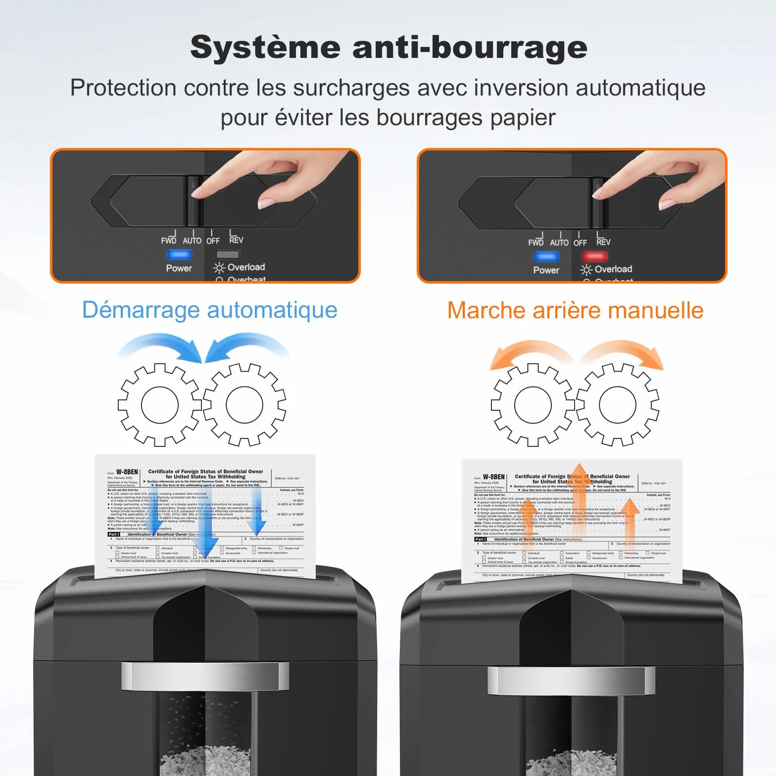 Bonsaii Destructeur de Documents 12 Feuilles Micro-Cut 60 Minutes 16 Litres C266-B