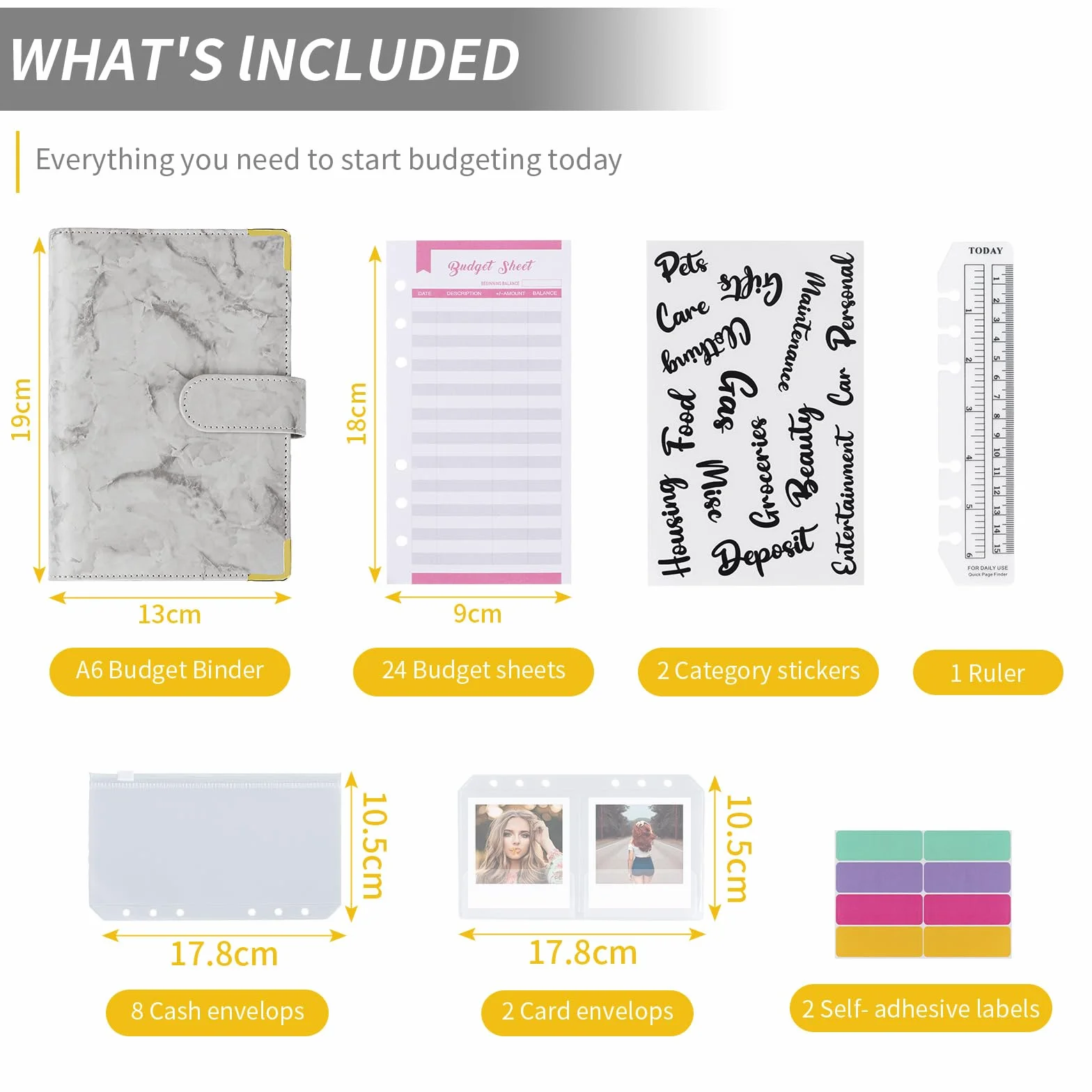 Classeur Budget A6 PU Cuir Carnet avec Pochette Dépenses Organisateur Gris