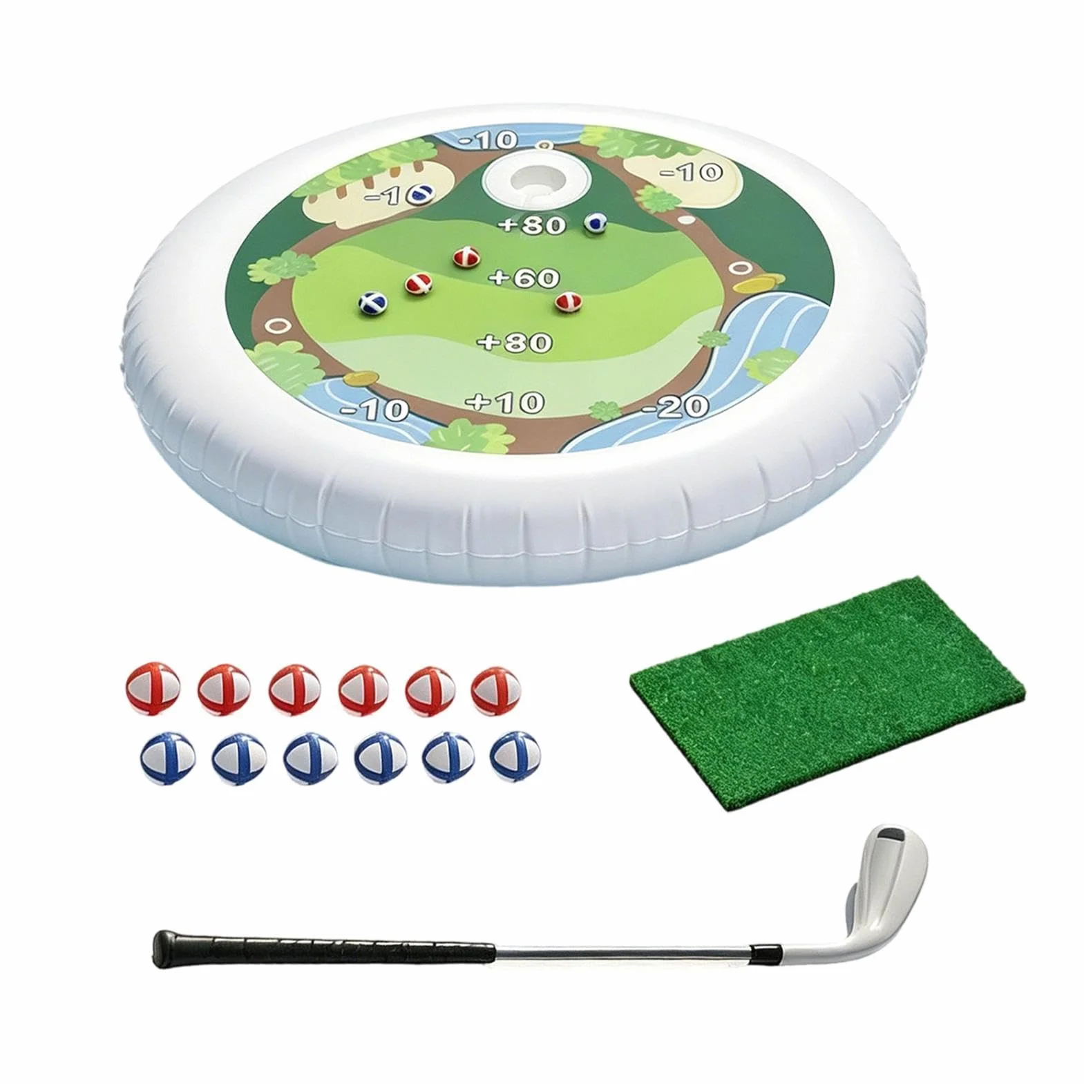 Golf De Piscine – Ensemble De Jeu D'eau Flottant Gonflable En PVC, Jouet D'activité De Sport D'été Durable