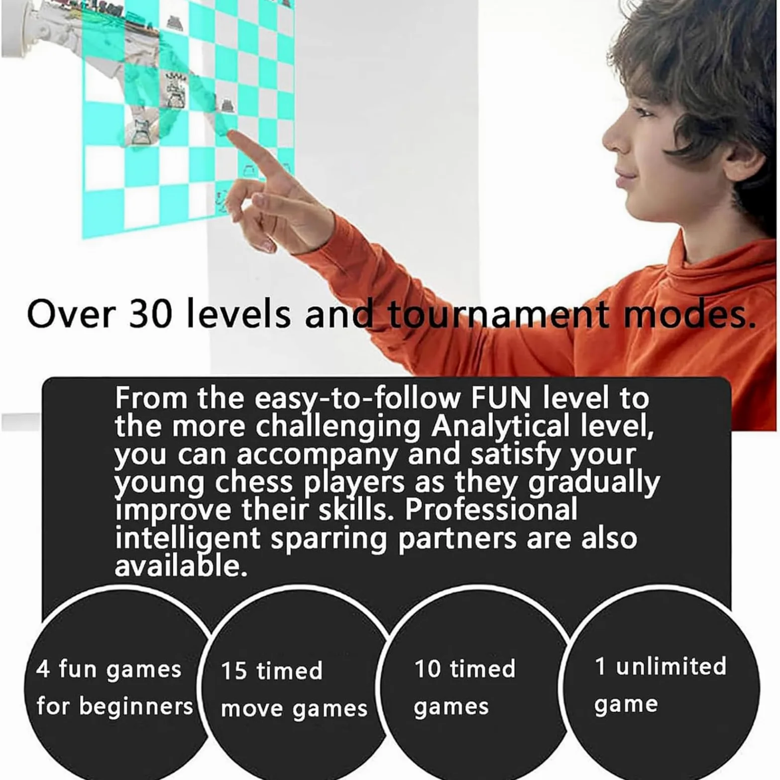 Jeu D’échecs électronique Interactif, échiquier électronique à écran Tactile, avec Affichage Intelligent, Plus De 30 Niveaux De Difficulté, Ordinateur D’échecs IA, sans Connexion Réseau