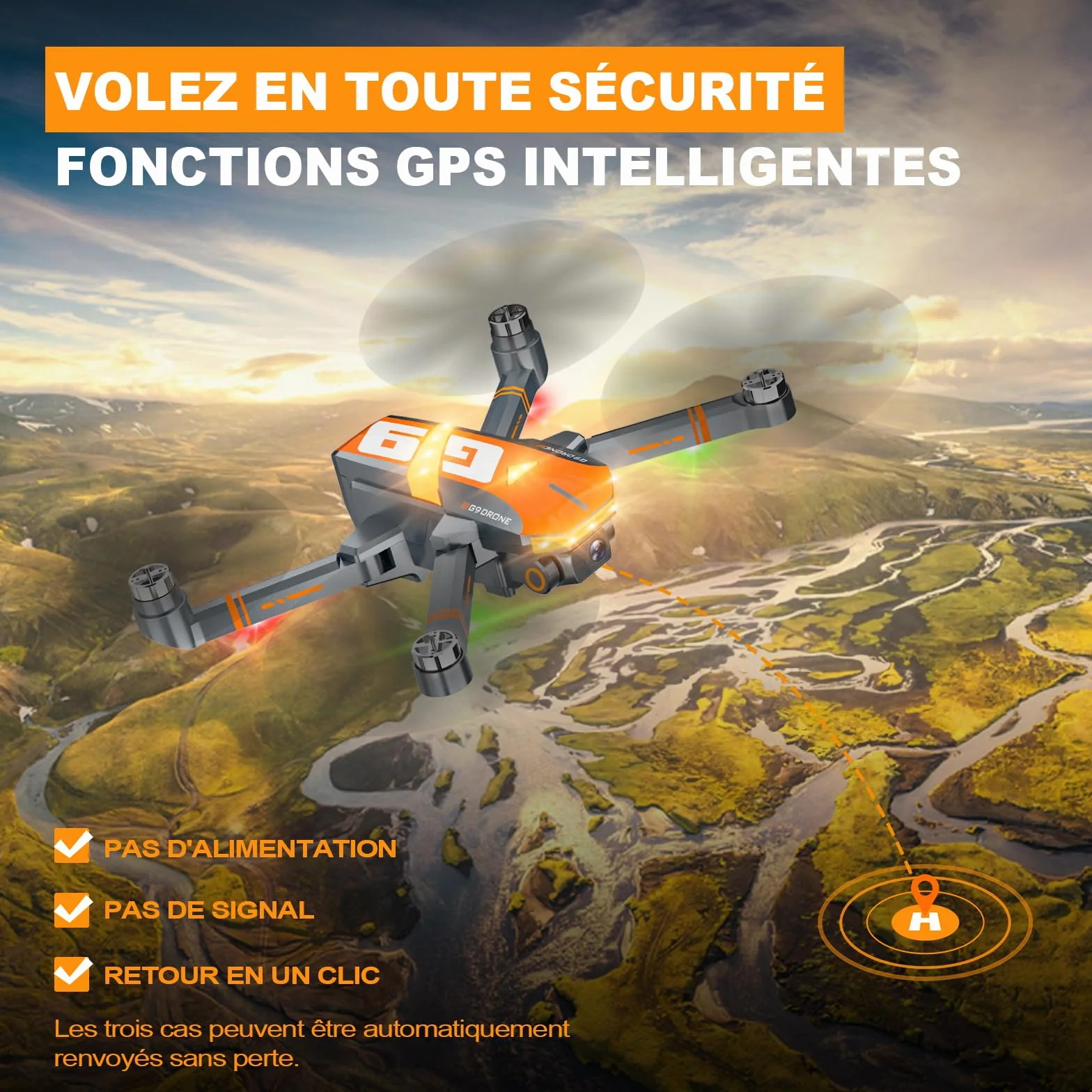 G9 GPS Drone avec Caméra 4K EIS, 45 Mins Vol, Moteur sans Balais, Retour Auto, Moins de 249g C0