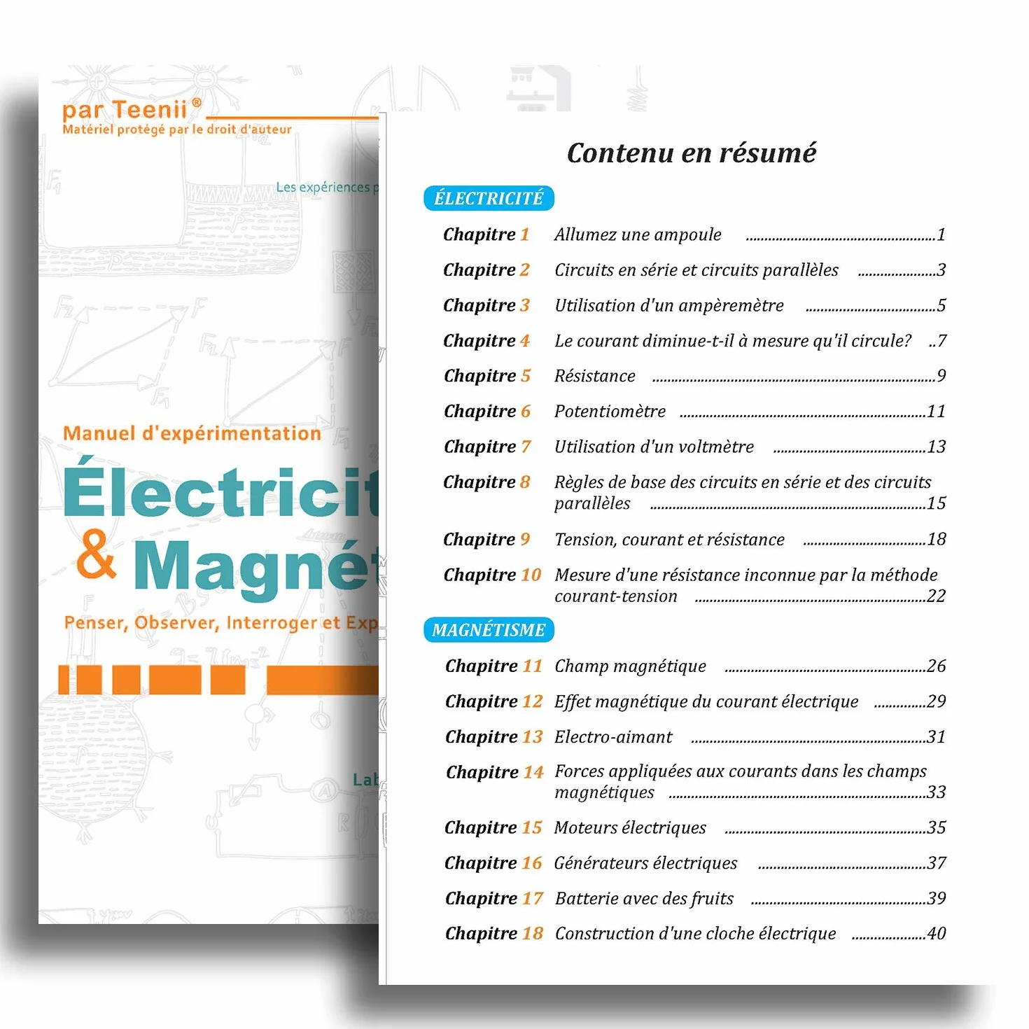 Teenii Kit Scientifique Enfant Électricité et Magnétisme STEM, Circuit Électrique, Coffret Physique 50 Pièces 8 Ans+