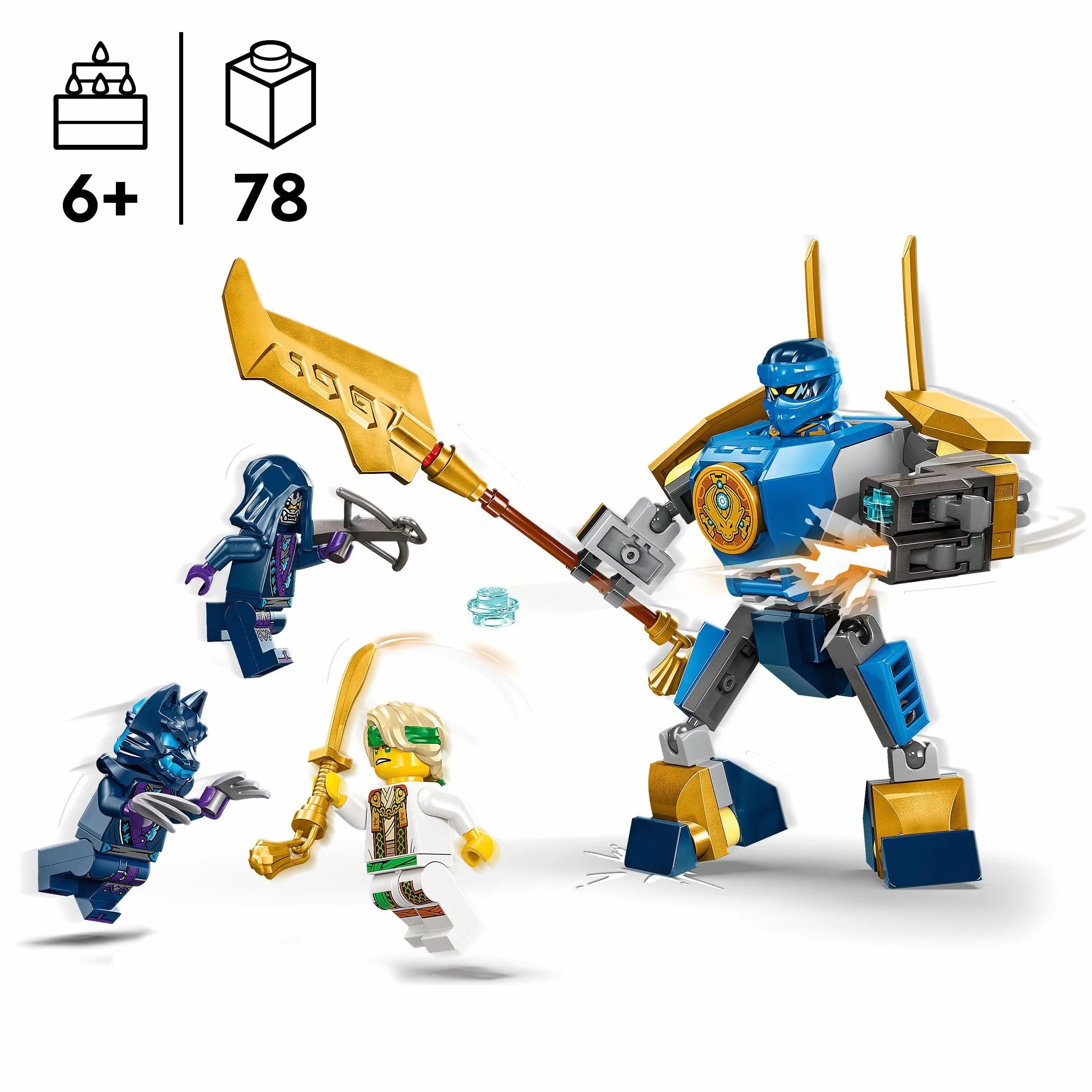 LEGO Ninjago Pack de Combat Robot de Jay Jouet Ninja Figurines Jay Mini-Katana Robots Cadeau Enfants 6 Ans 71805