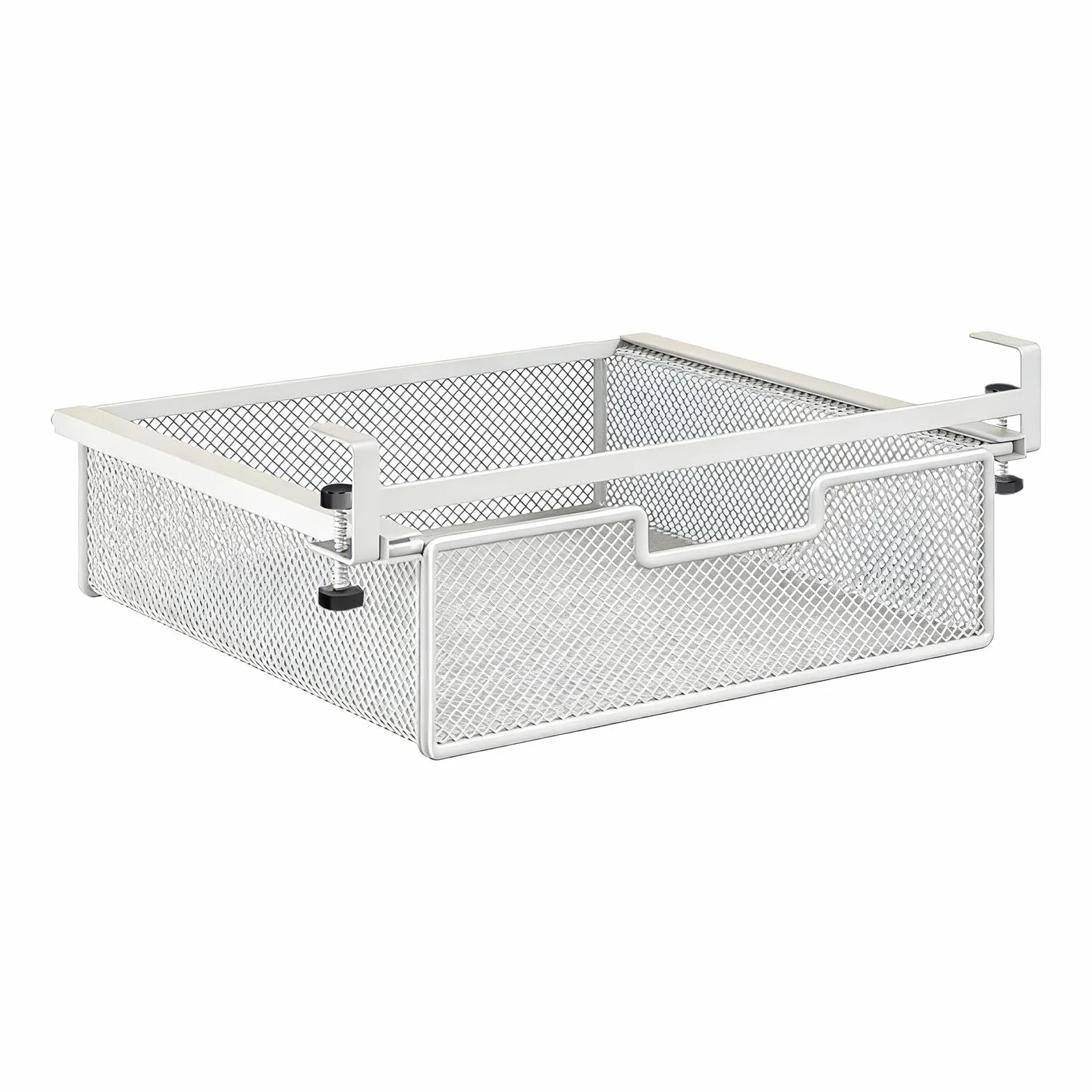 Milageto Panier de Rangement sous Tiroir de Bureau, Grande Capacité, Fer, Blanc