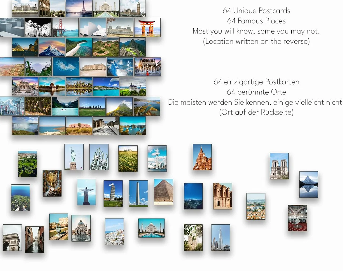 64 cartes postales Célèbres lieux Monuments emblématiques postcrossing