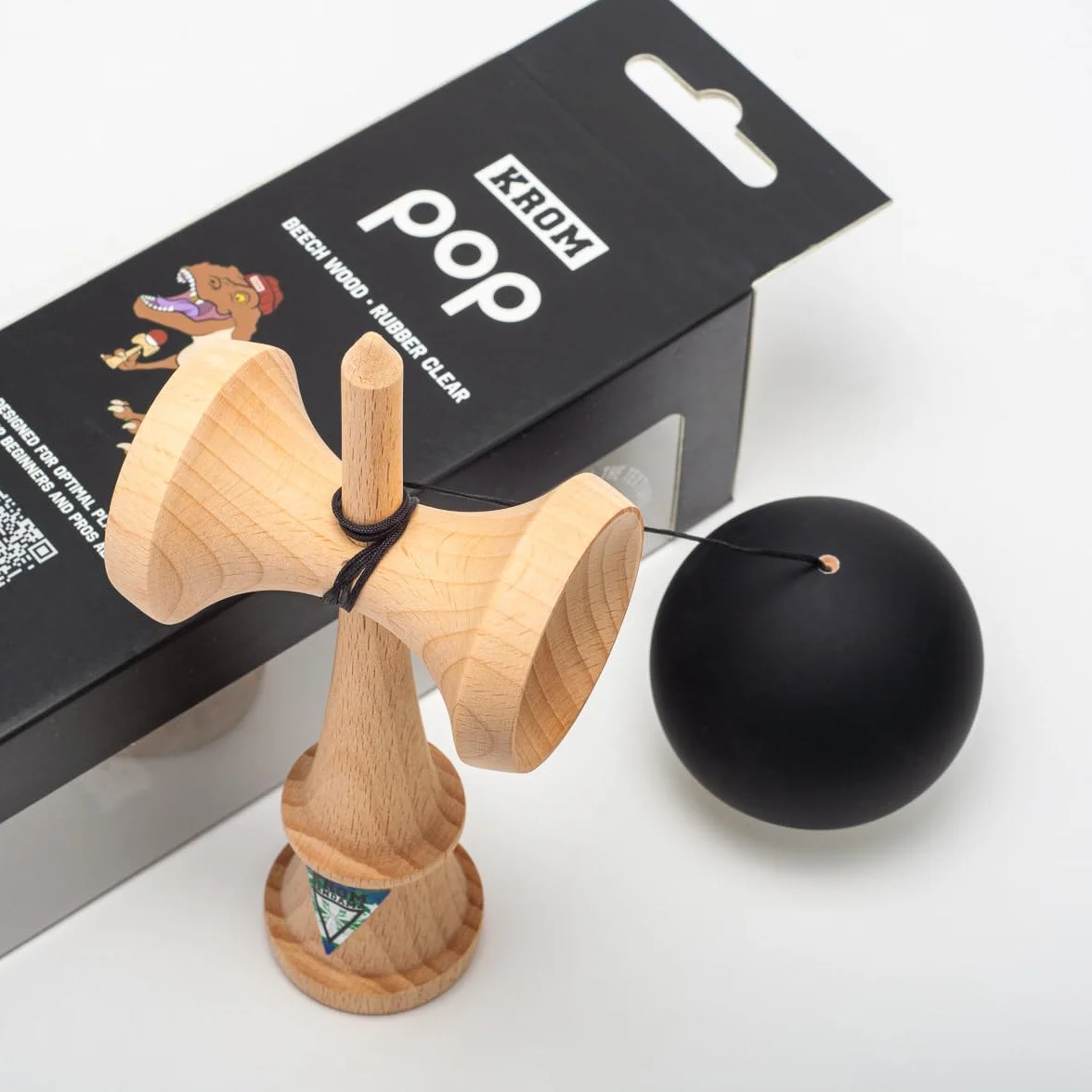 Kendama Pro Pop Noir - Bilboquet Japonais en Bois pour Adulte et Enfant avec Ficelle de Rechange et Stickers