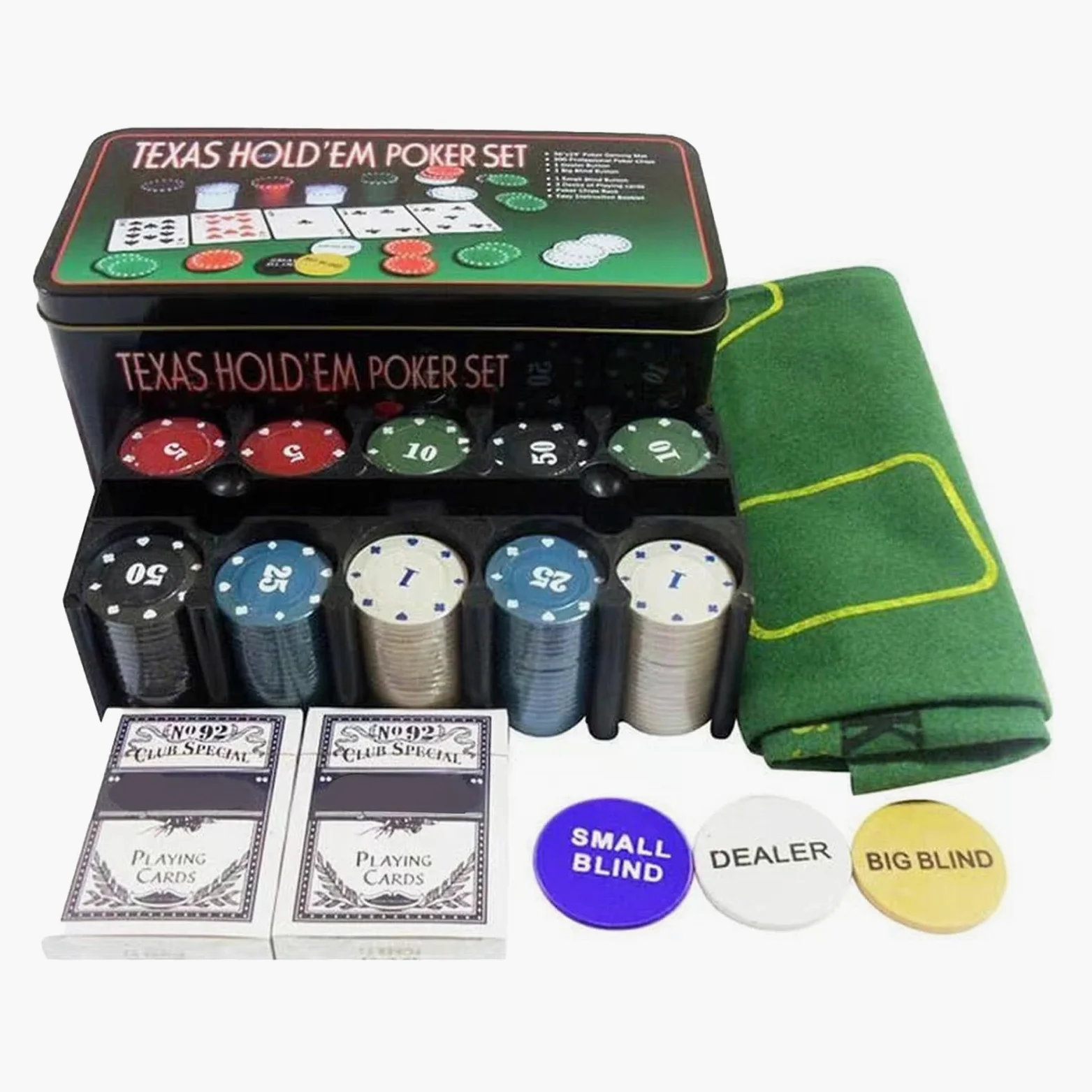 Ensemble De 200 Jetons De Poker Cartes À Jouer Jetons Dés Bouton Dealer | 200 Pièces Set Cartes Poker Convient Pour Les Fêtes À Domicile, Le Camping, Les Voyages, Les Adultes Et Les H