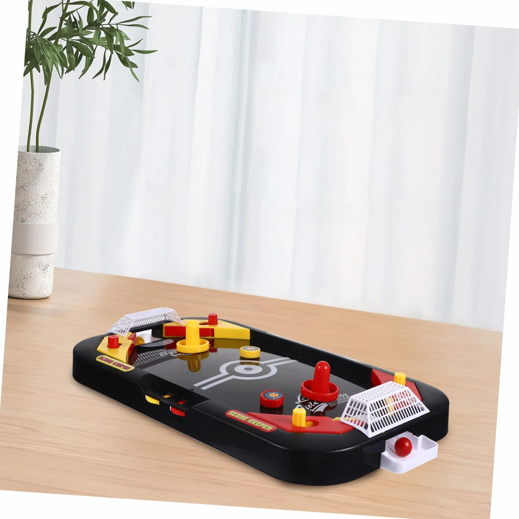 SUPVOX Jeu de Hockey sur Glace de Table Éducatif Mini Compétition 2 Joueurs Plastique Noir