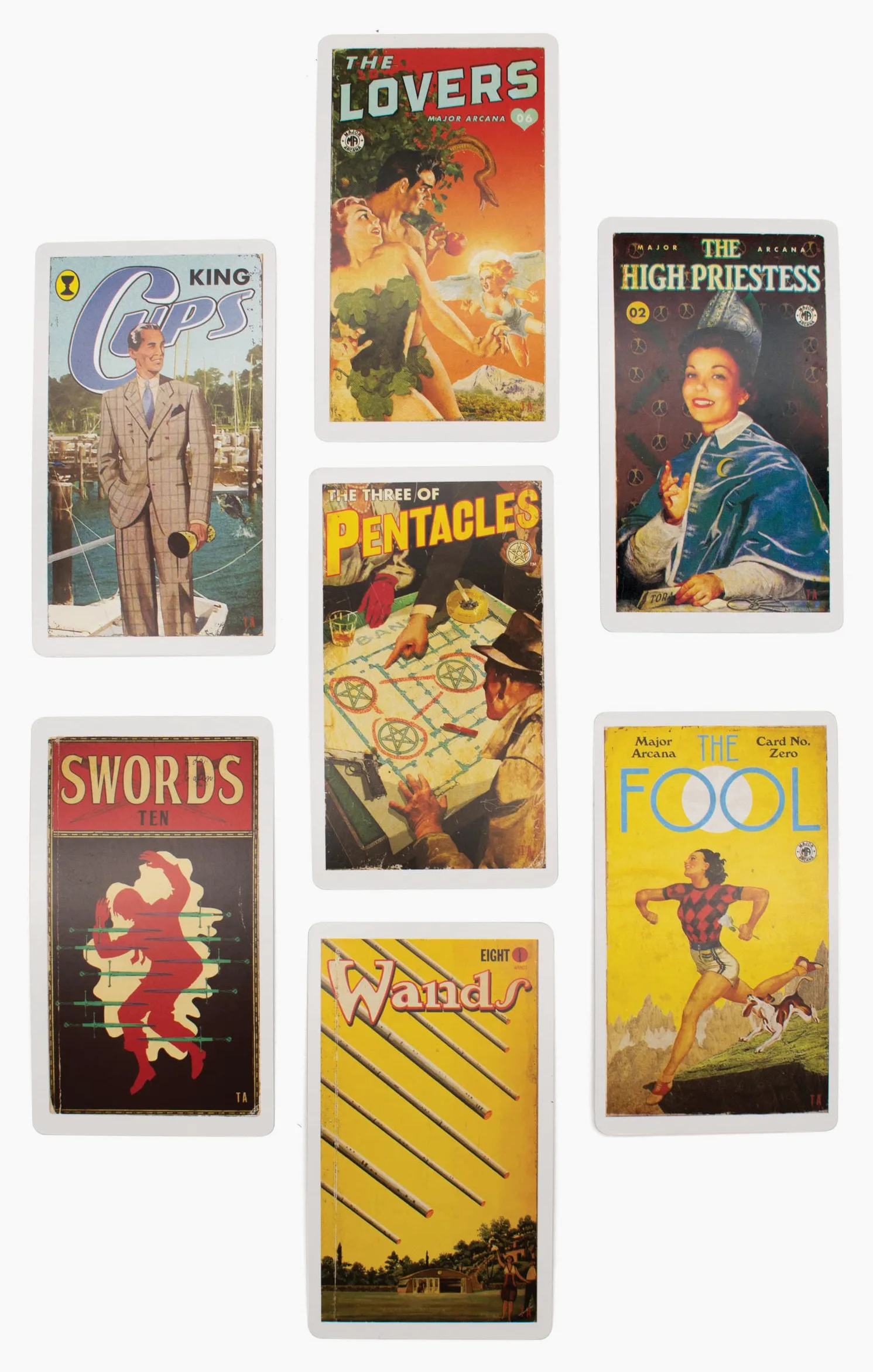 The Unemployed Philosophers Guild - Lot de 78 cartes de tarot sur le thème de Pulp Magazines - Avec personnages de l'histoire de Pulp Illustration - Jeu de tarot pour adulte - 12 ans et plus