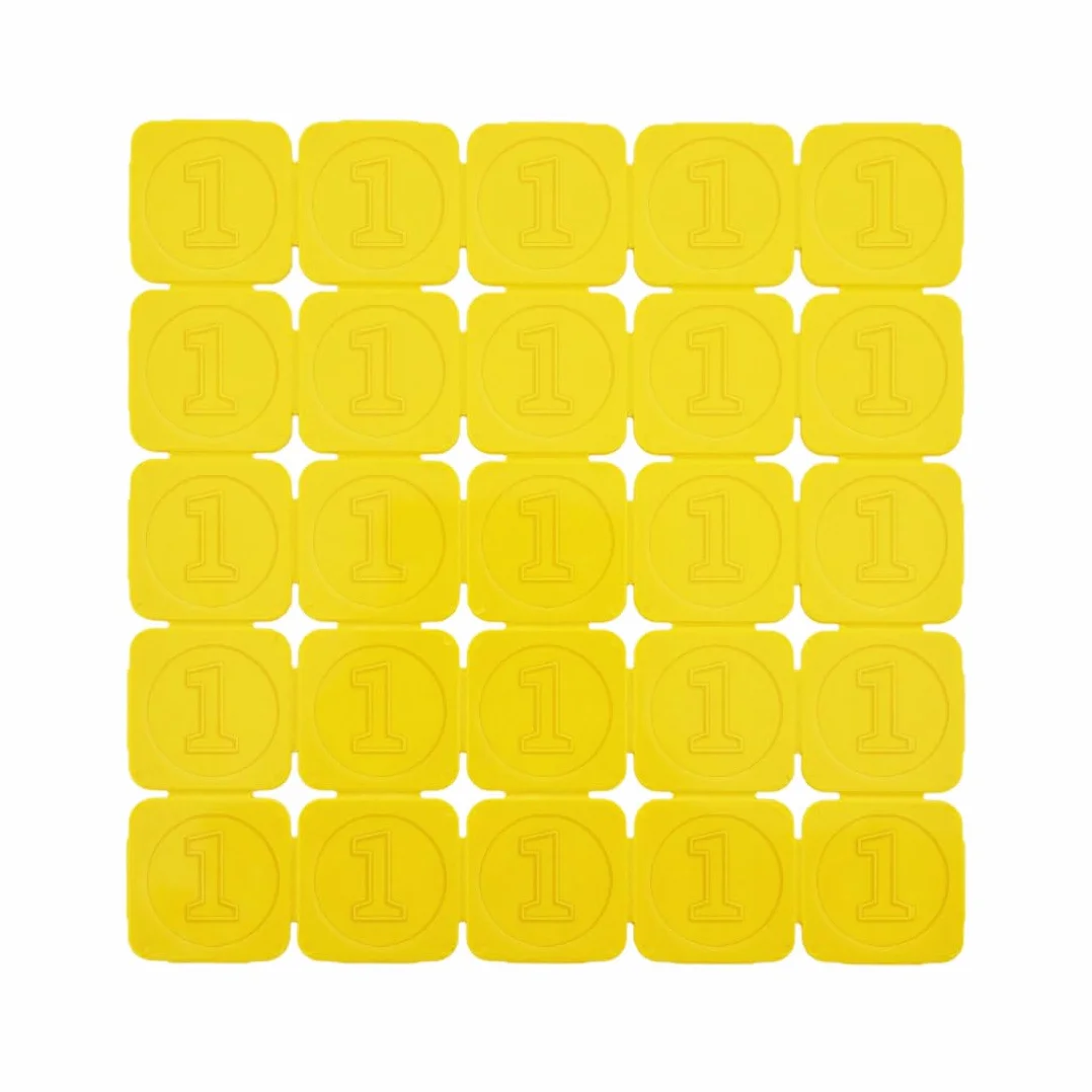CombiCraft 1000 jetons événementiels séparables jaune plastique relief chiffre 1