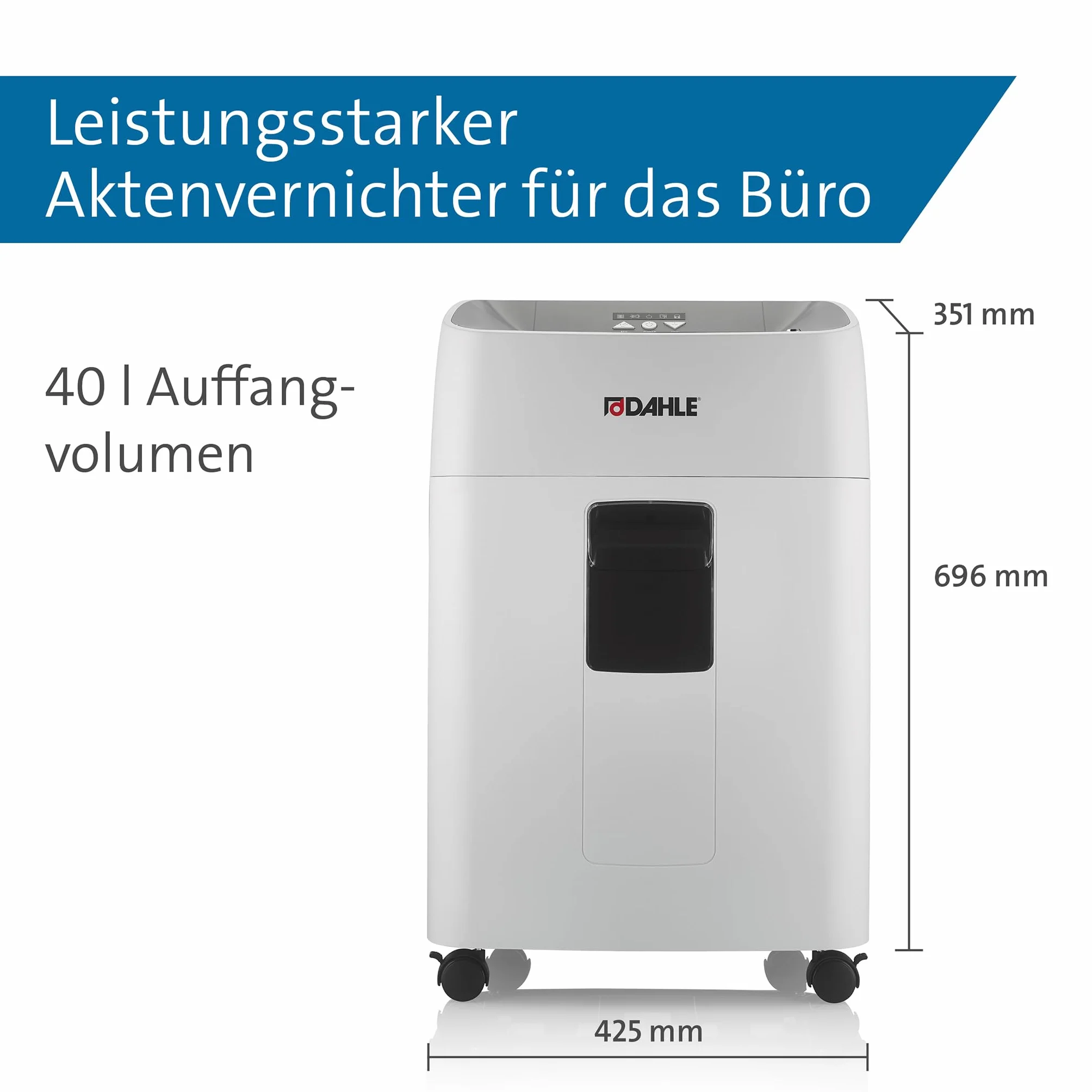 Dahle ShredMATIC 300 Destructeur automatique 300 feuilles sans huile anti-bourrage coupe croisée 40 L Gris