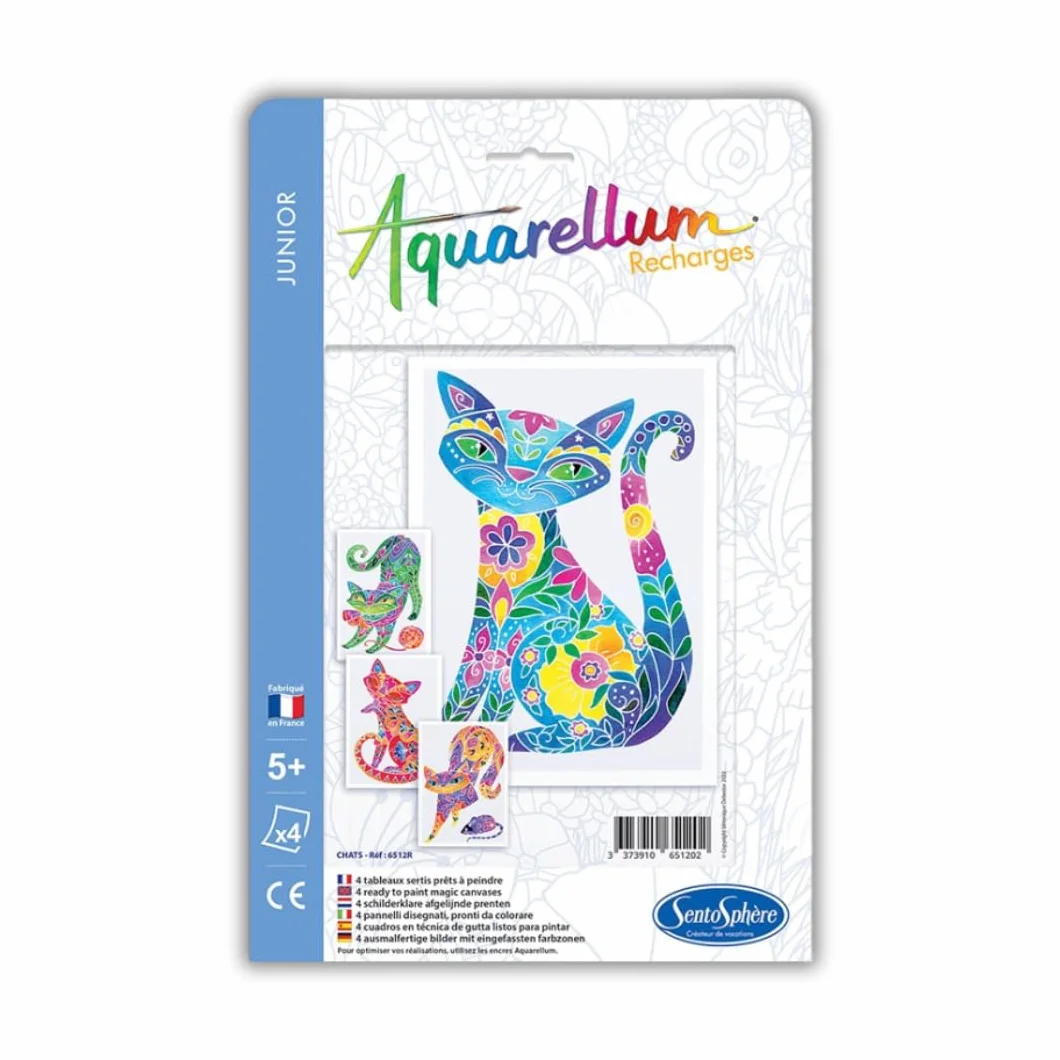 Sentosphère Recharge Aquarellum Chats 6512R Kit Loisir Créatif Peinture Aquarellable Magique
