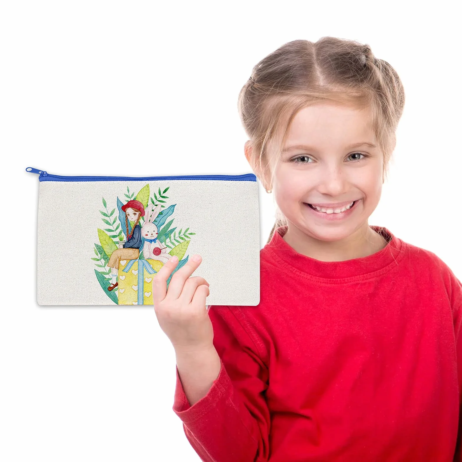 Cieex Trousse à Décorer 15 Pièces Pochette Tissu Zippée Personnalisable