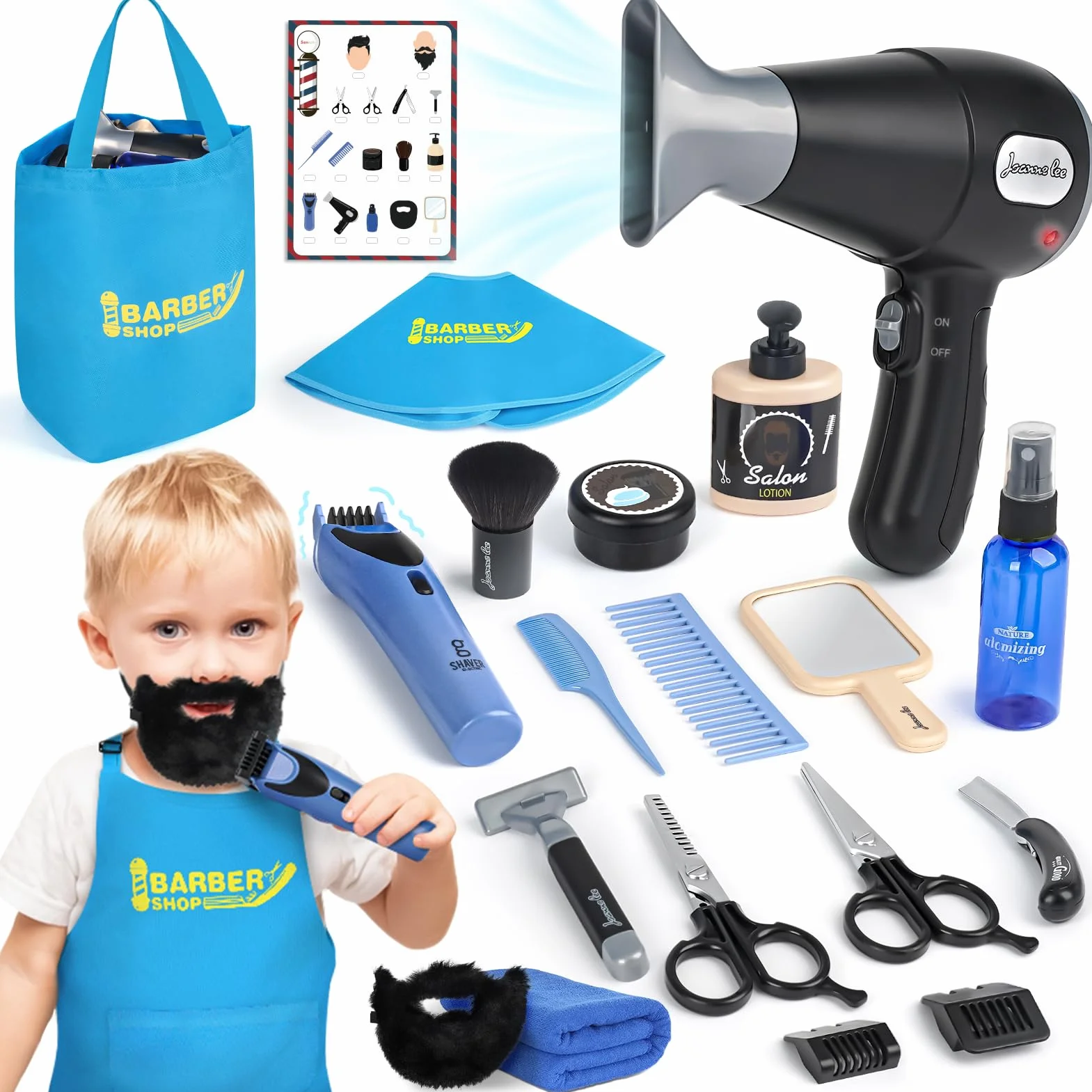 Kit de Coiffure Enfants avec Sèche-Cheveux, Accessoires de Coiffure 3+