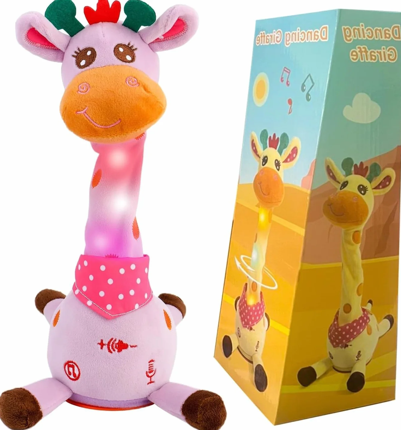 Girafe Musicale Chantante Dansant et Torsadé Jouet Interactif Lumineux Enregistrement Répétition Cadeaux Garçons Filles