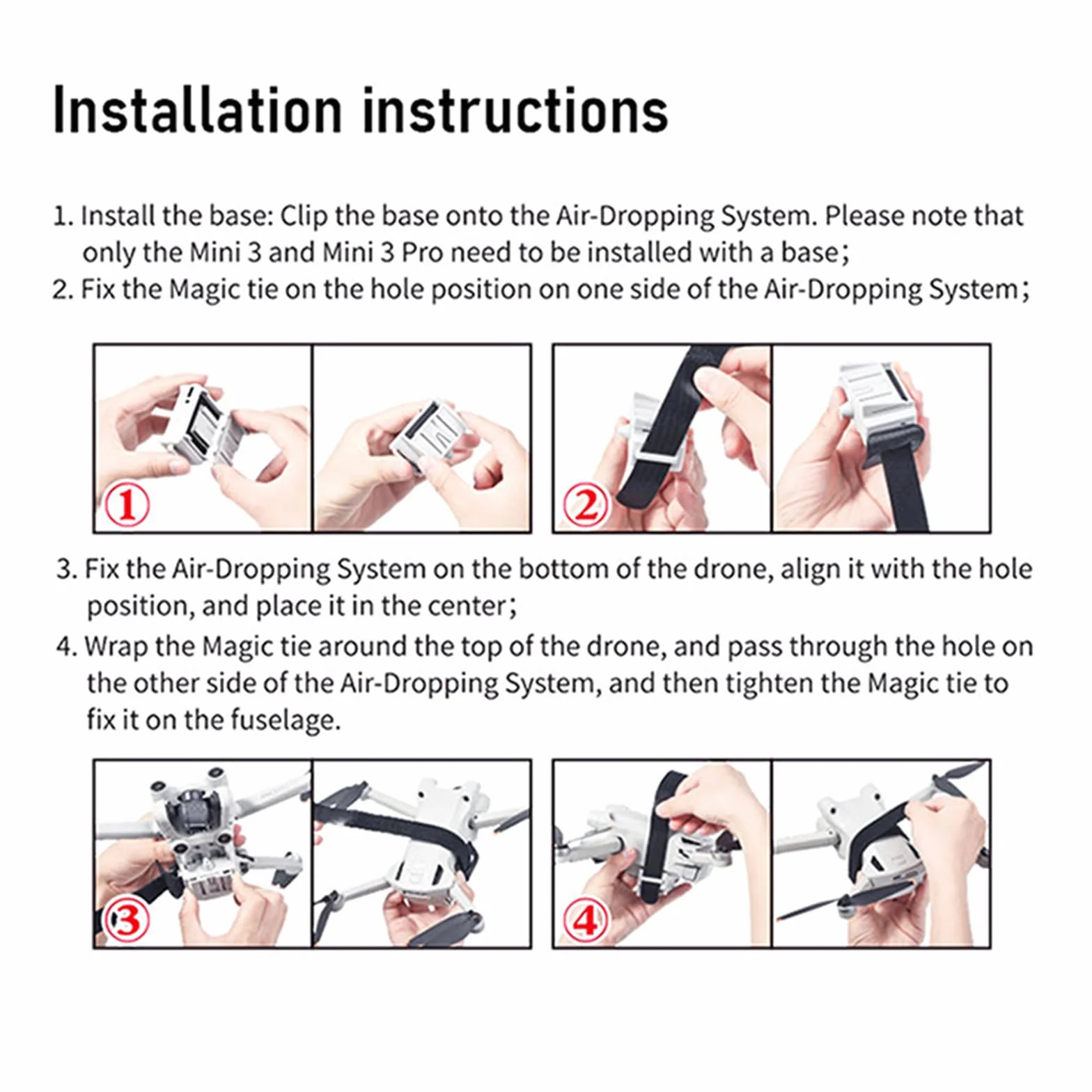 Système Airdrop Universel pour DJI Mini 4K / Mini 4 Pro / 3 Pro - Lanceur Drone