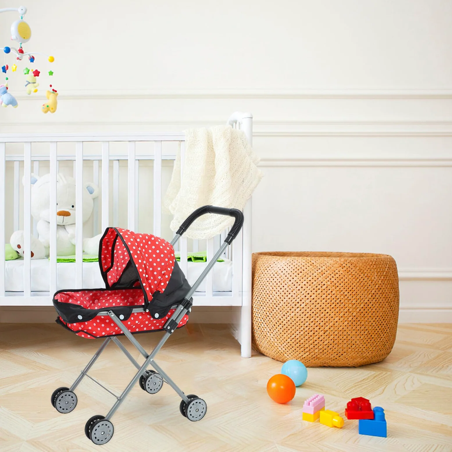 Mikinona Poussette pour Poupée Jouet de Rôle pour Garçon Fille Poussette Compacte Accessoire pour Poupée Décoration Miniature
