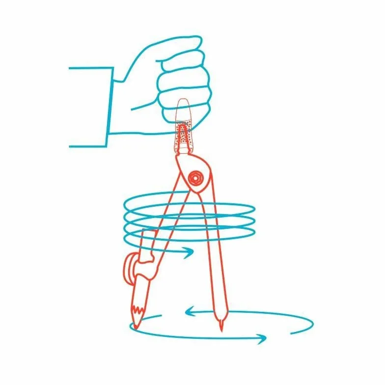 Compas métal pour enfants TWIST'n SAFE Bleu avec sécurité pointe
